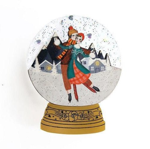 Ice Skating Snow Globe Brooch by Laliblue by Quirks! at Shirley Shoppe