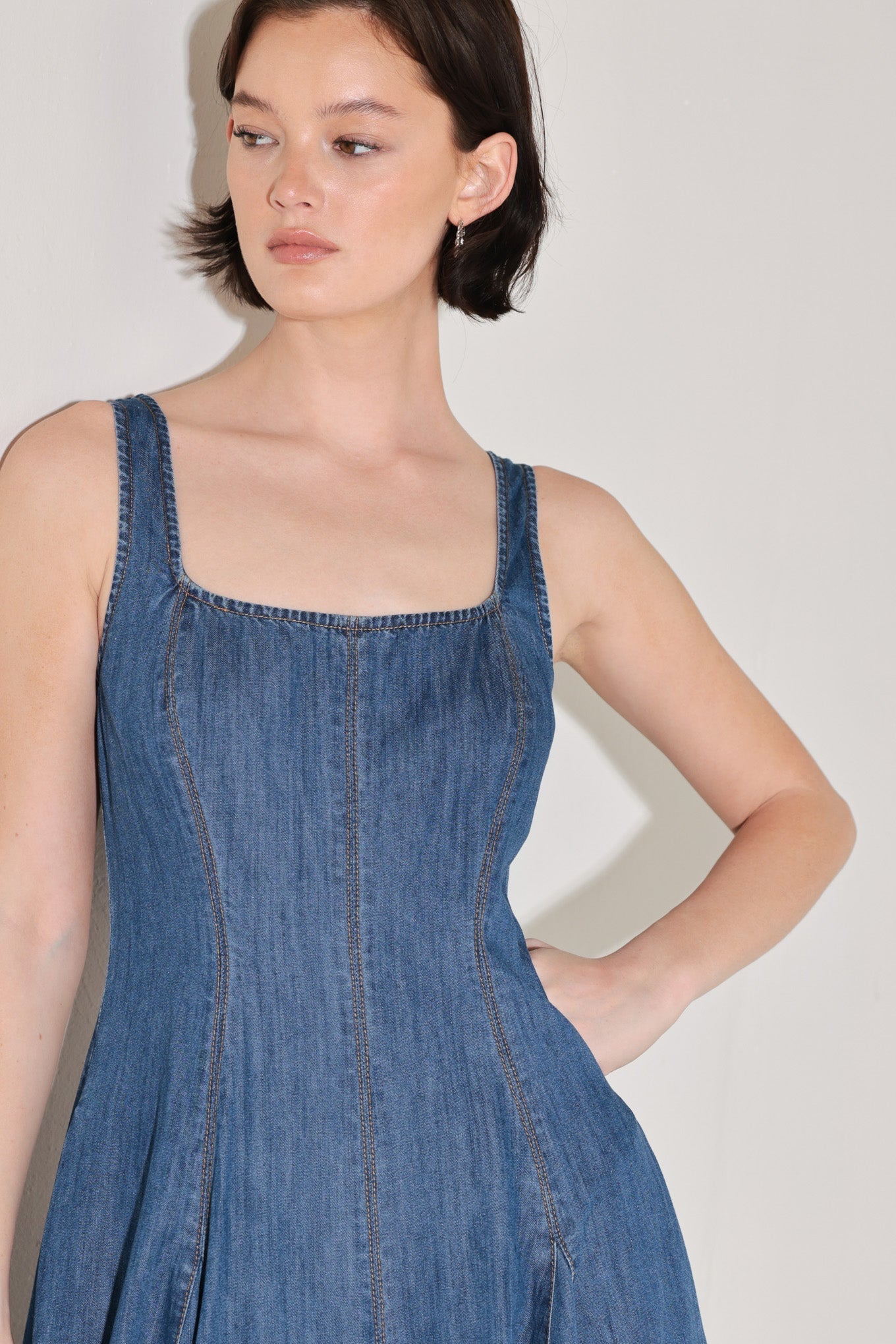 INDIGO SWAY DENIM MIDI DRESS by Flying Tomato at Shirley Shoppe