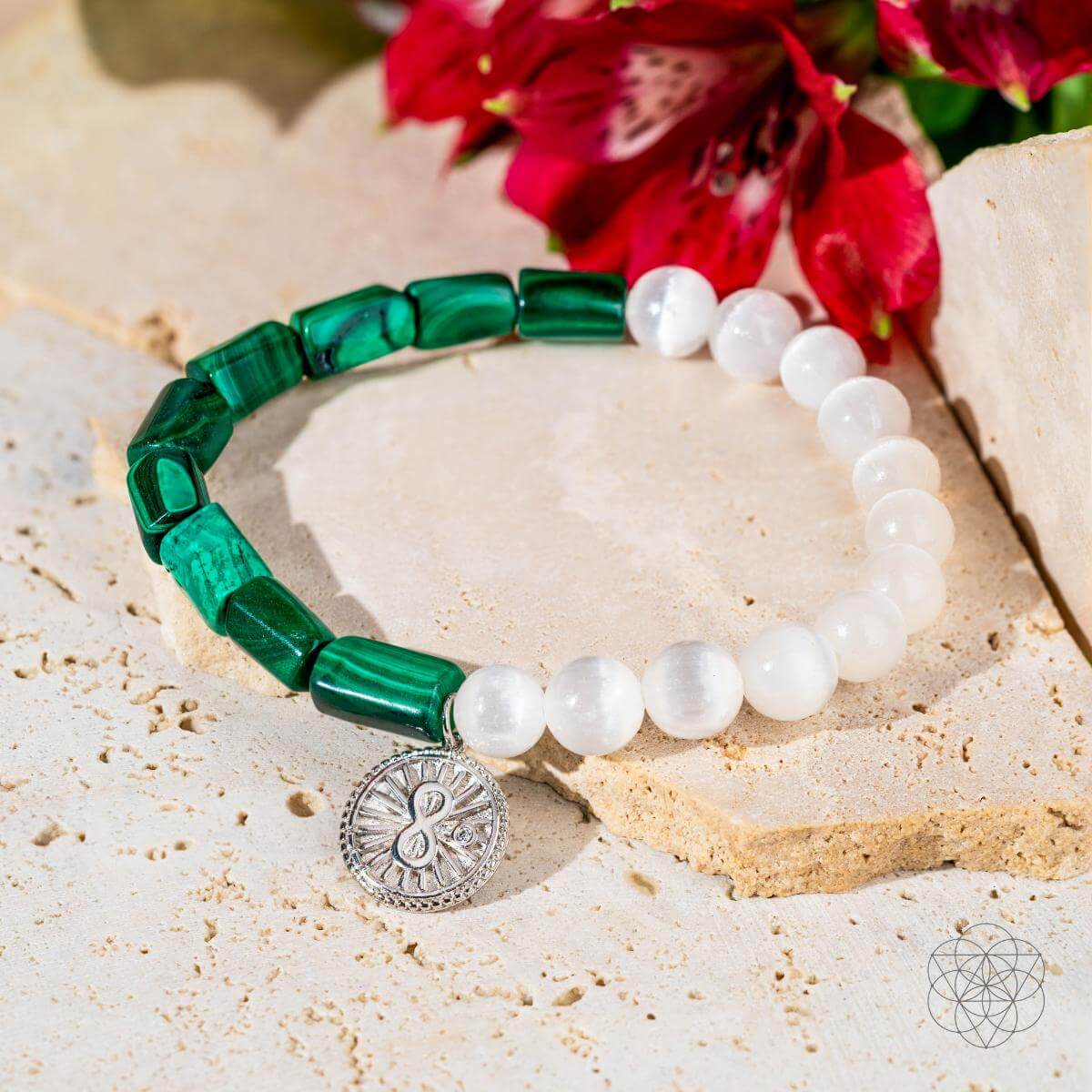 Infinite Triumph - Malachite & Selenite Success Bracelet by Conscious Items at Shirley Shoppe