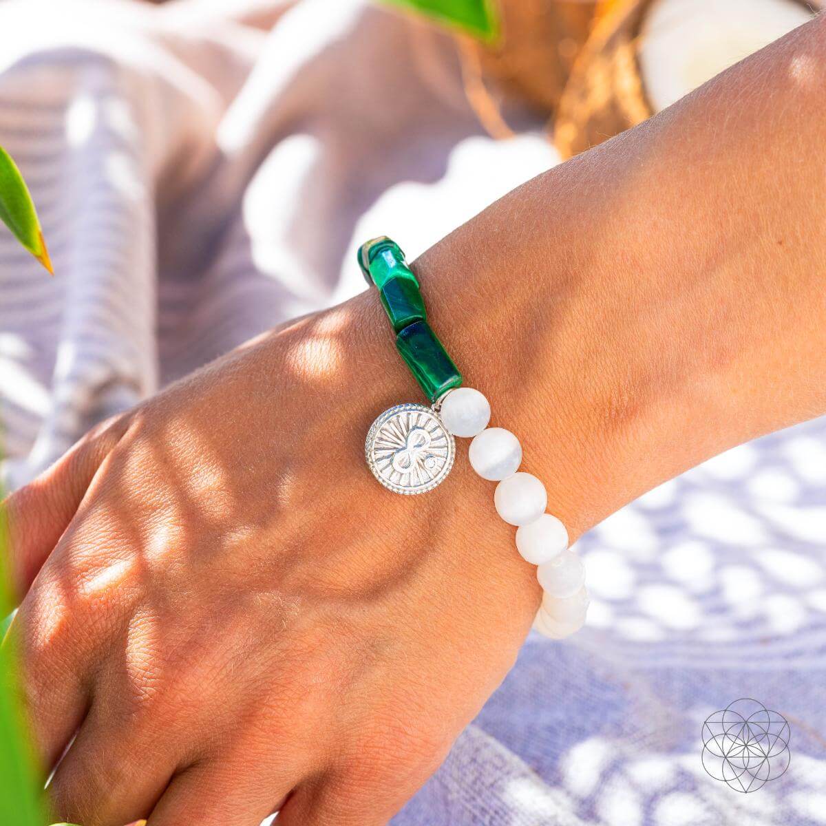 Infinite Triumph - Malachite & Selenite Success Bracelet by Conscious Items at Shirley Shoppe