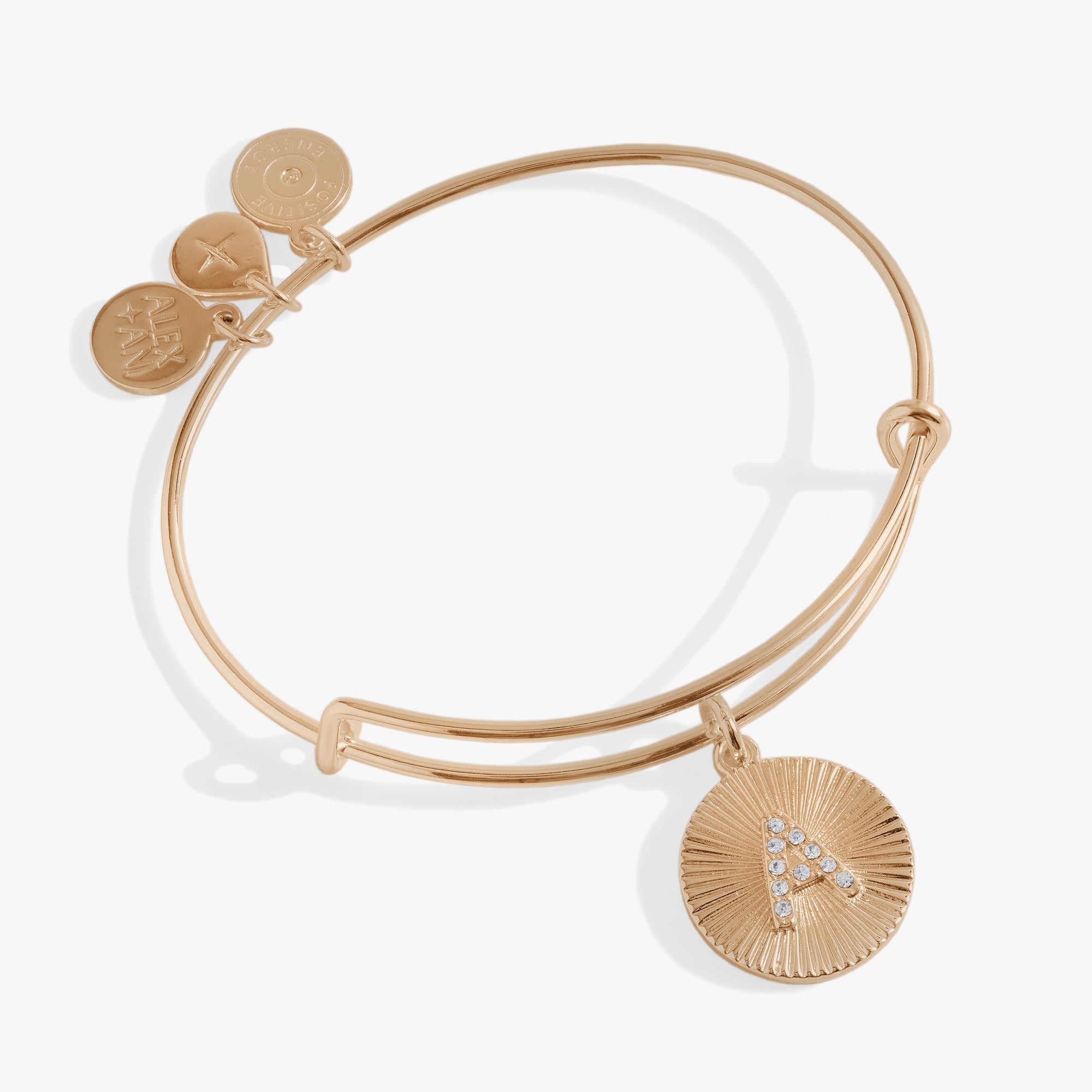 Initial A Pave Starburst Texture Bangle by ALEX AND ANI at Shirley Shoppe