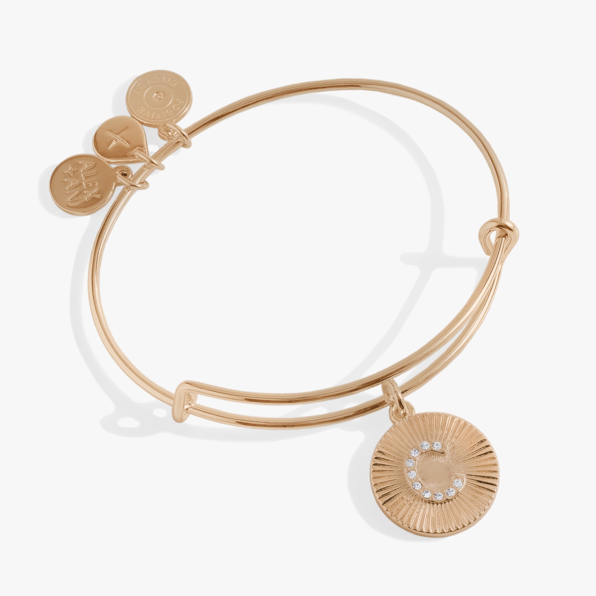 Initial C Pave Starburst Texture Bangle by ALEX AND ANI at Shirley Shoppe