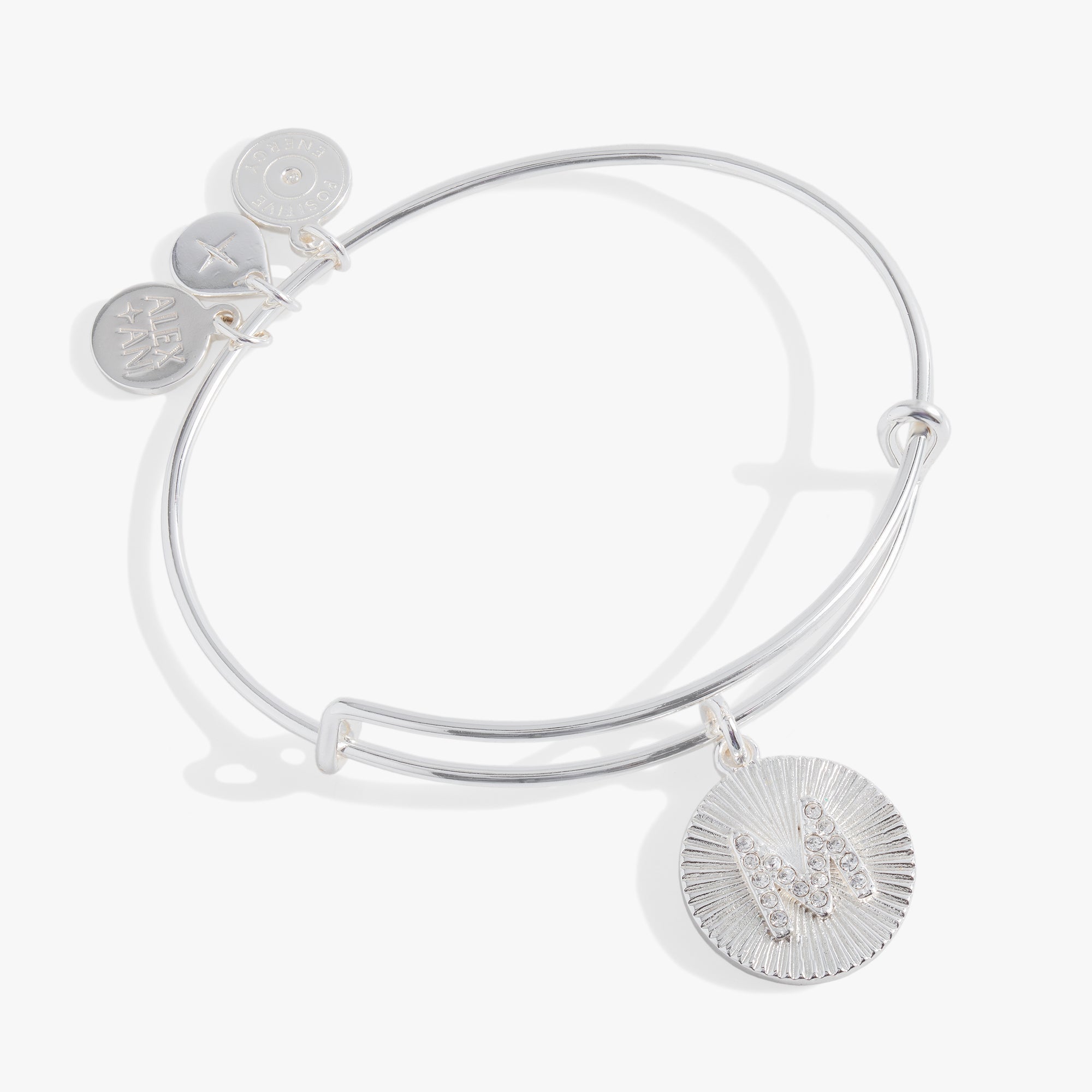 Initial M Pave Starburst Texture Bangle by ALEX AND ANI at Shirley Shoppe