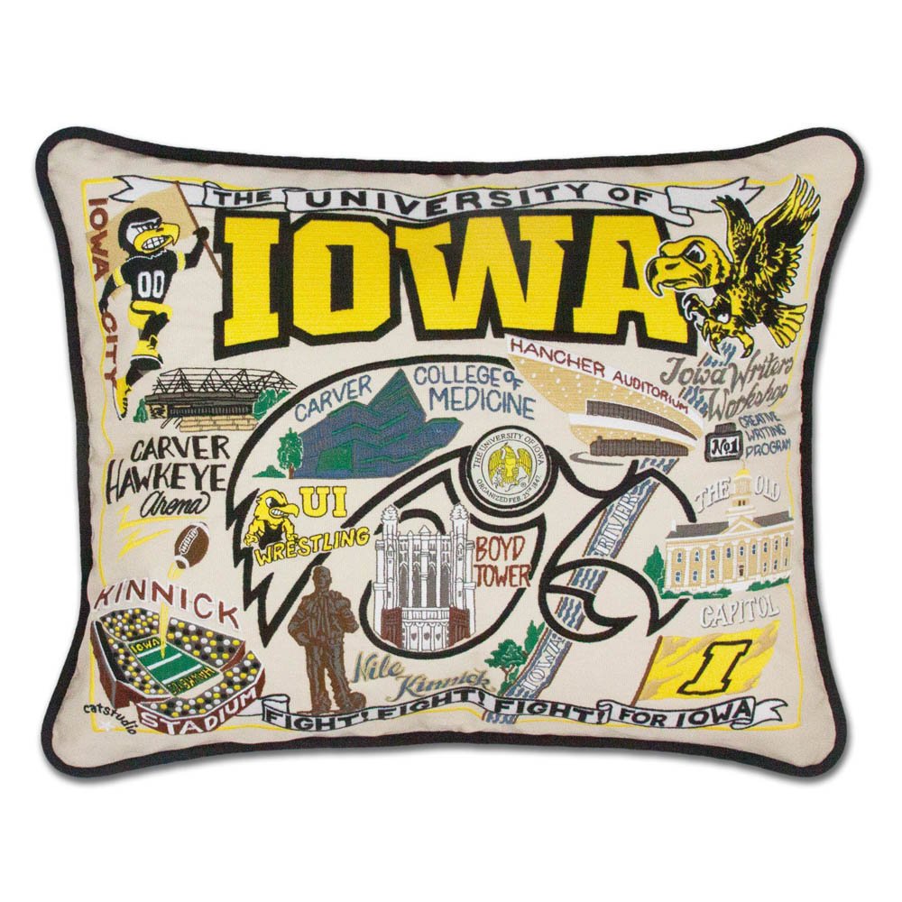 Iowa, University of Collegiate Embroidered Pillow by CatStudio by Quirks! at Shirley Shoppe
