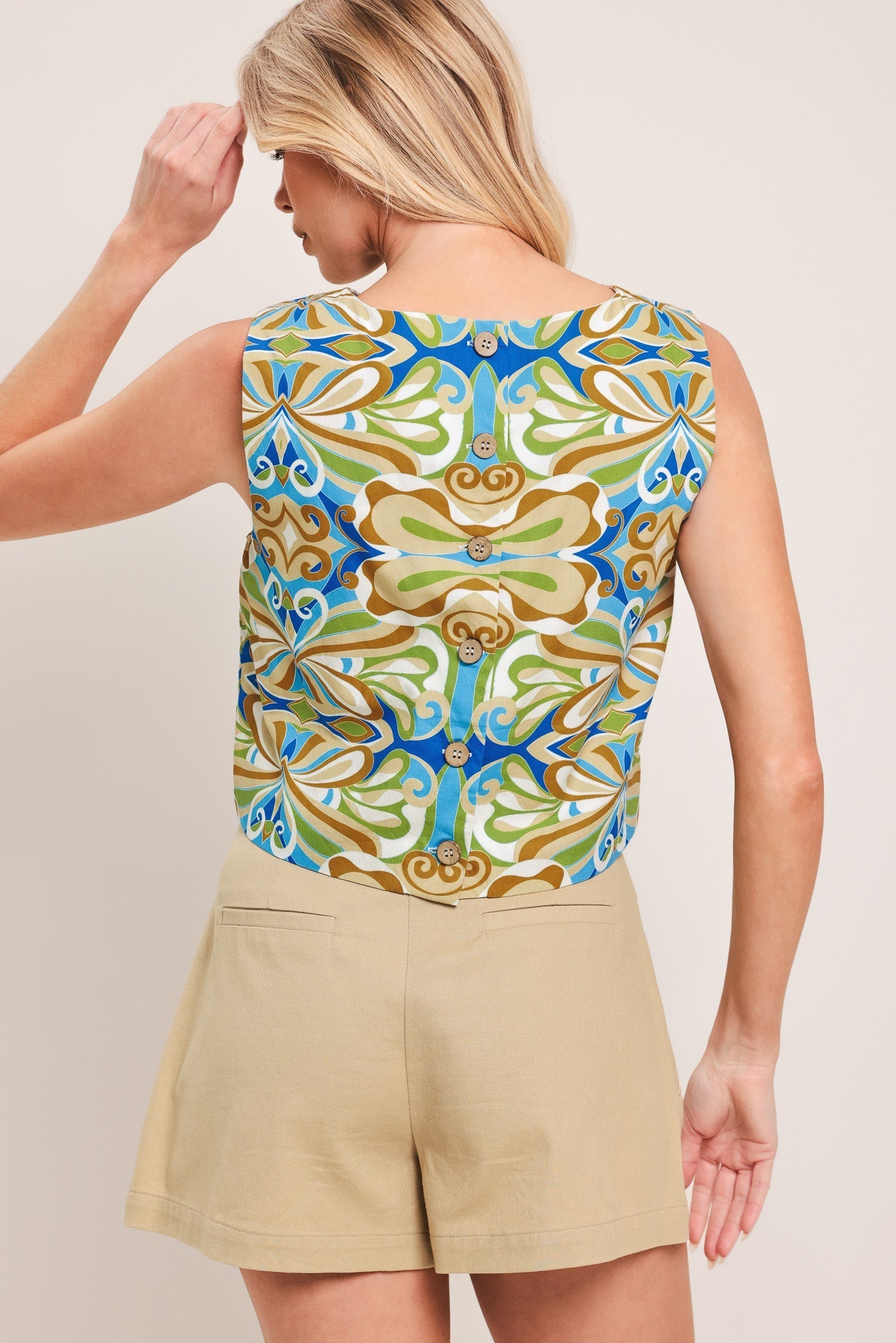 ISLAND MOSAIC WOVEN CROP TOP by Flying Tomato at Shirley Shoppe