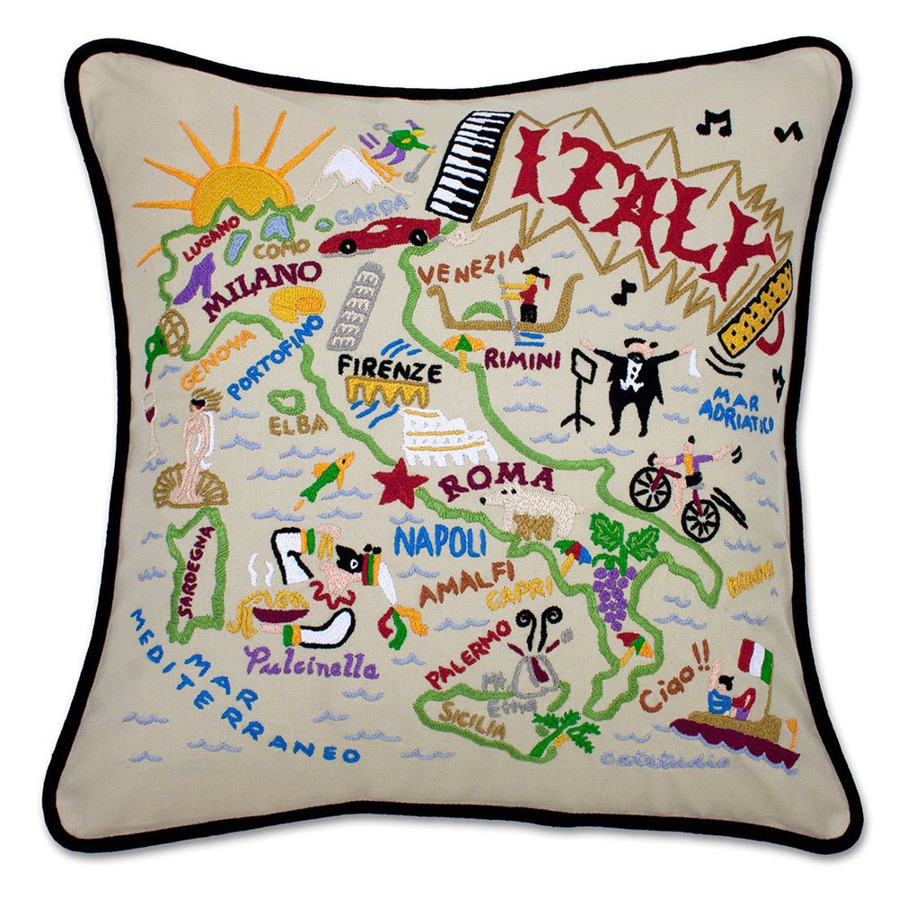 Italy Hand - Embroidered Pillow by Quirks! at Shirley Shoppe