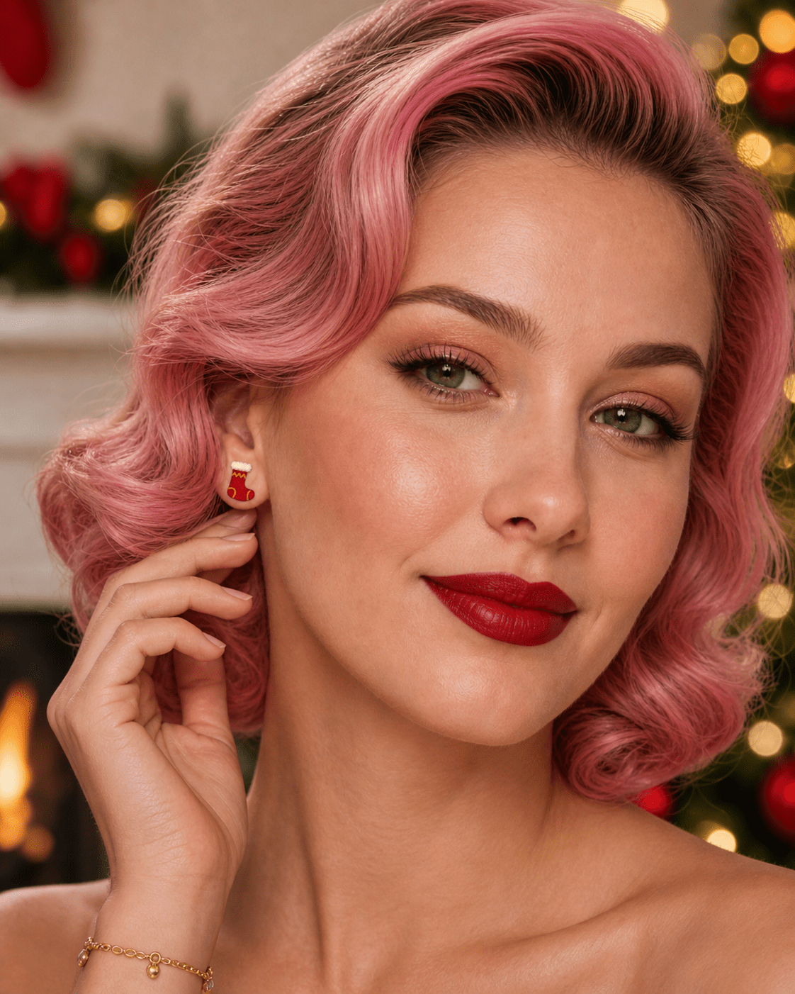 Itty - Bitty Stocking Earrings by Lipstick & Chrome by Quirks! at Shirley Shoppe