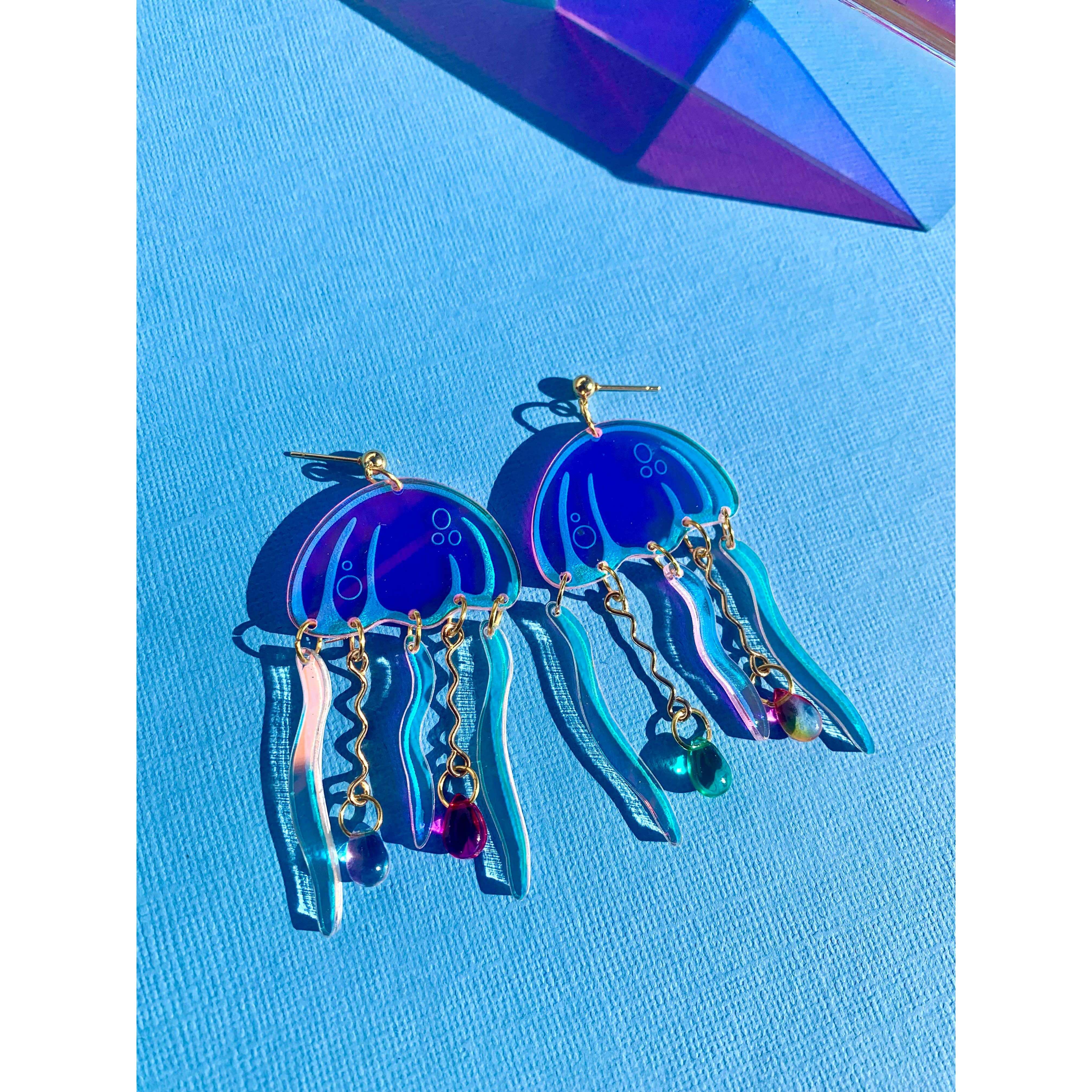 Jellyfish Acrylic Statement Earrings