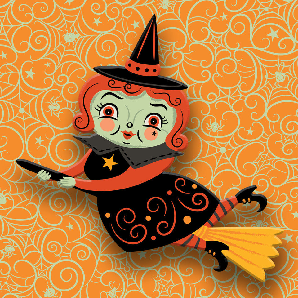 Broomhilda Brooch by Johanna Parker x Lipstick & Chrome — Vintage Halloween Witch Pin