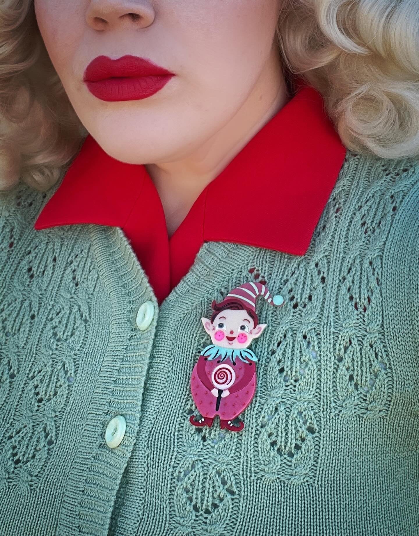 PINK North Pole Apprentice Brooch by Johanna Parker x Lipstick & Chrome — Christmas Elf Pin