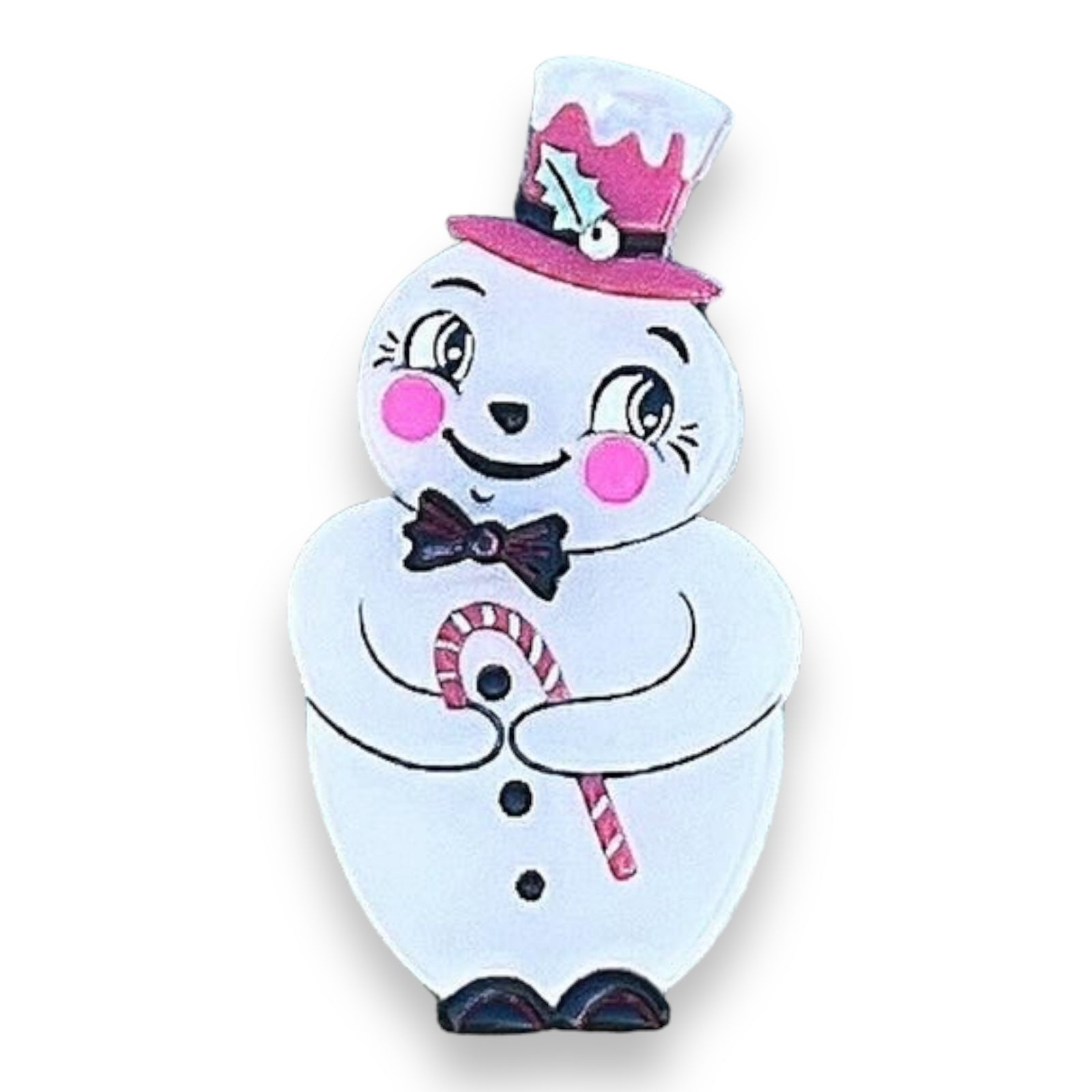 Love at Frost Sight PINK Brooch by Johanna Parker x Lipstick & Chrome — Vintage Christmas Snowman Pin