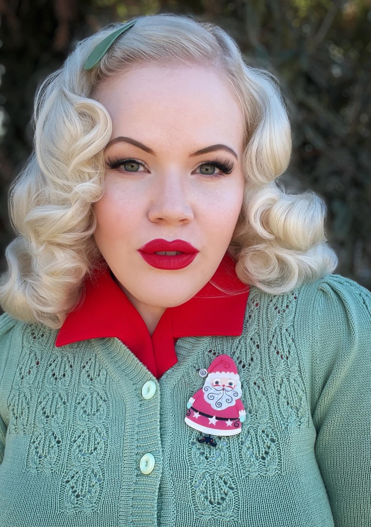 Jolly Old Elf PINK Brooch by Johanna Parker x Lipstick & Chrome — Vintage Christmas Santa Acrylic Pin
