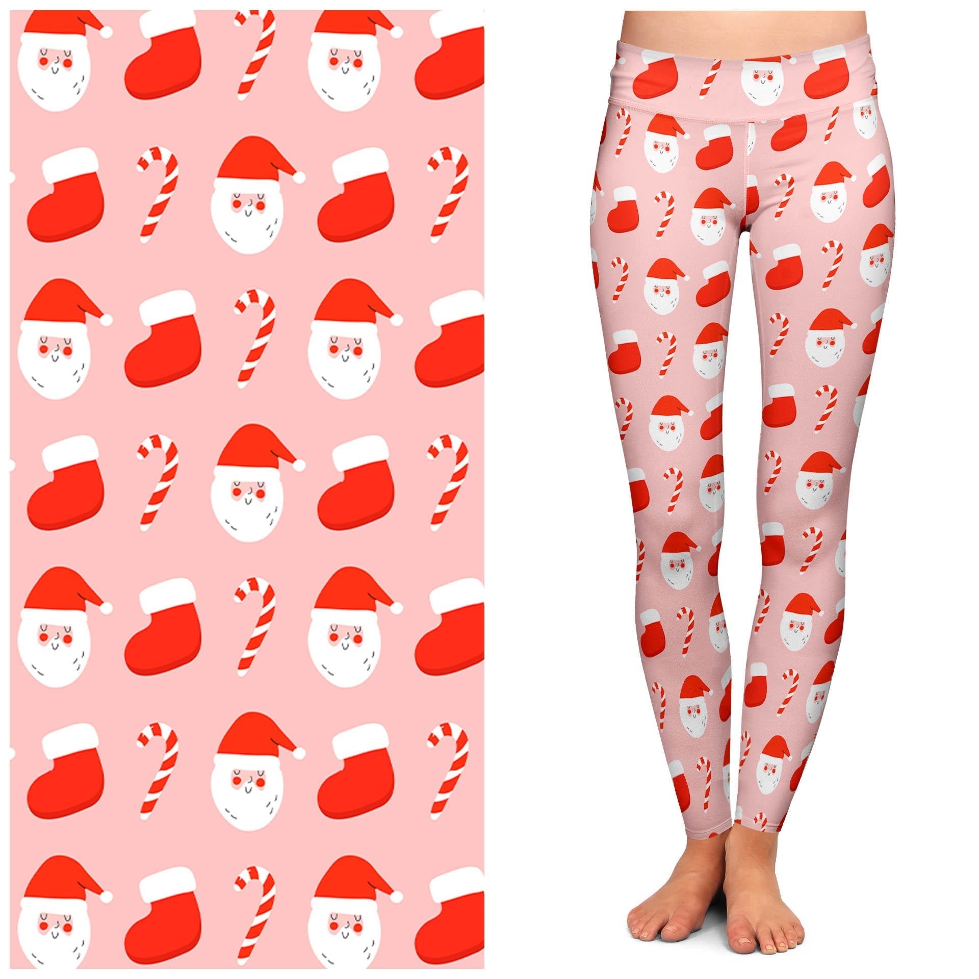 "Jolly Santa" Buttery Soft Leggings by Lipstick & Chrome by Quirks! at Shirley Shoppe