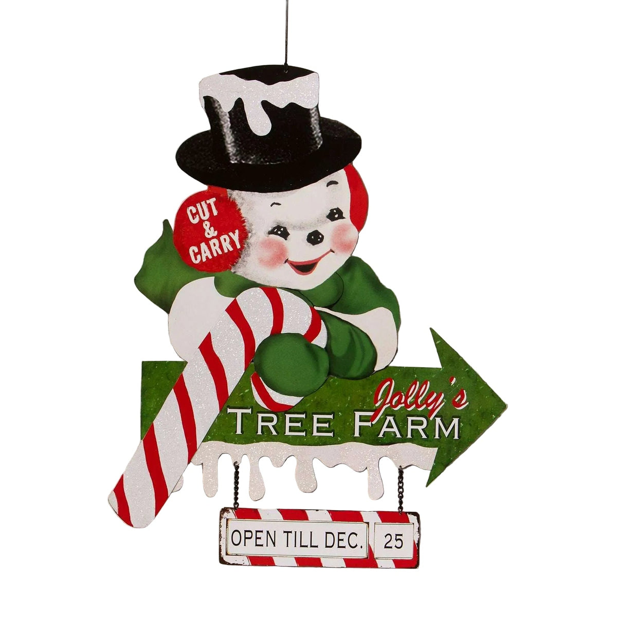 Jolly's Tree Farm Snowman Sign | Vintage Inspired Christmas Decor | Bethany Lowe SHIPS MID NOVEMBER