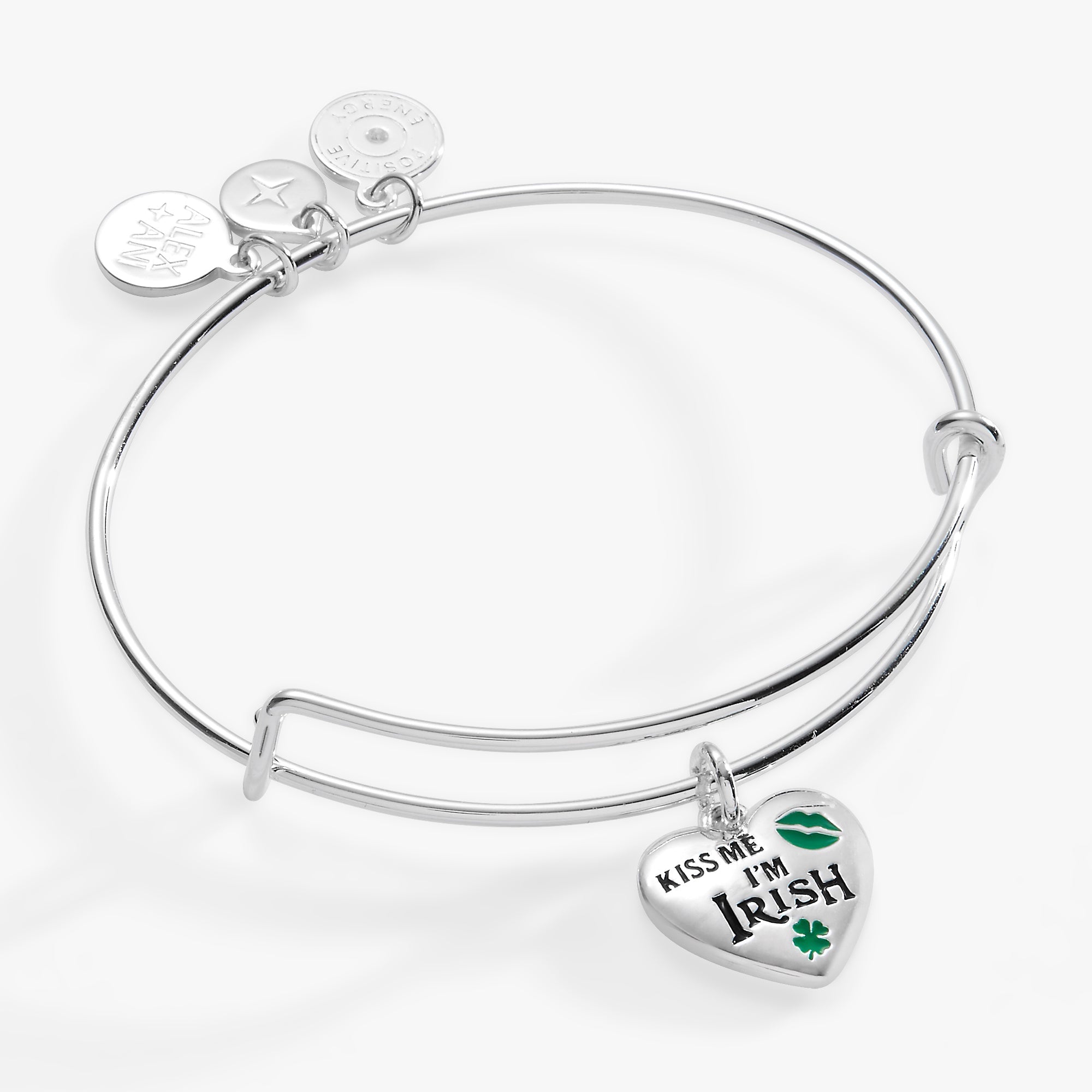 “Kiss Me I’m Irish” Charm Bangle by ALEX AND ANI at Shirley Shoppe