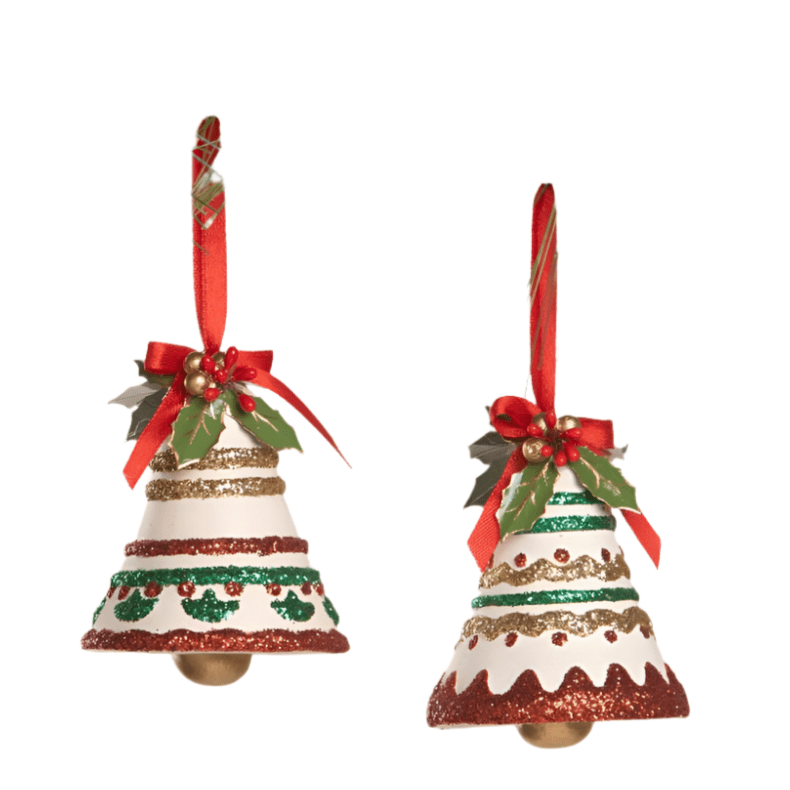 Kitschmas Fun Set/2 Bell Ornaments by Bethany Lowe Designs by Quirks! at Shirley Shoppe