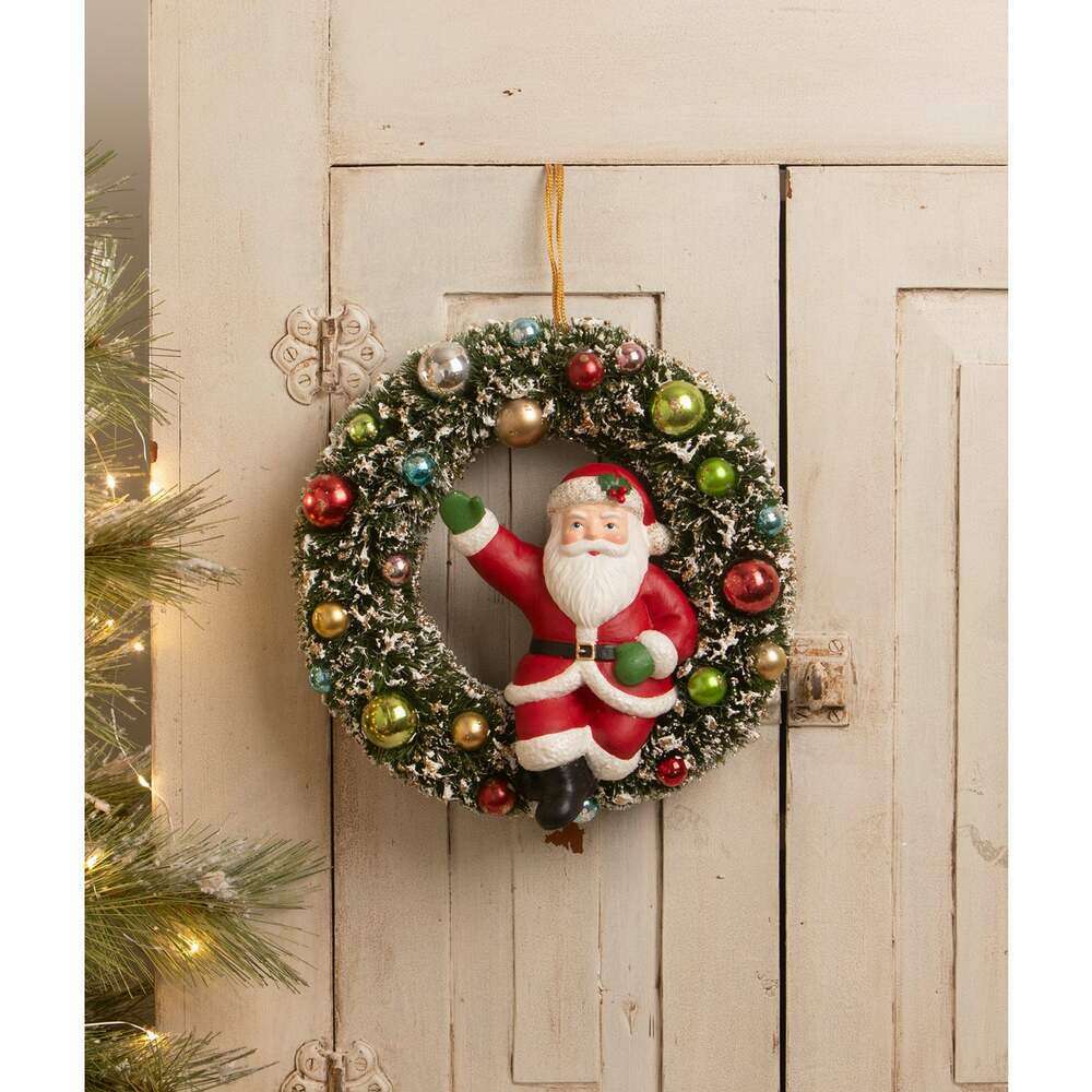 Kitschmas Santa in Wreath | Bethany Lowe | Christmas Decor