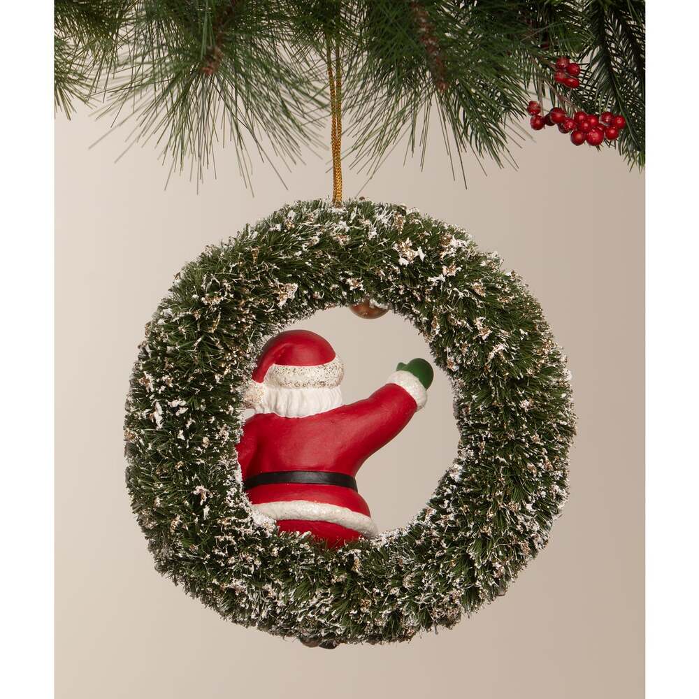 Kitschmas Santa in Wreath | Bethany Lowe | Christmas Decor
