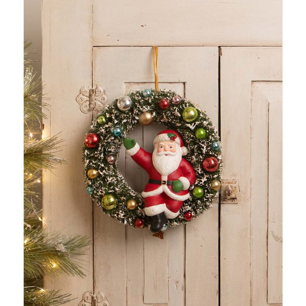Kitschmas Santa in Wreath | Bethany Lowe | Christmas Decor