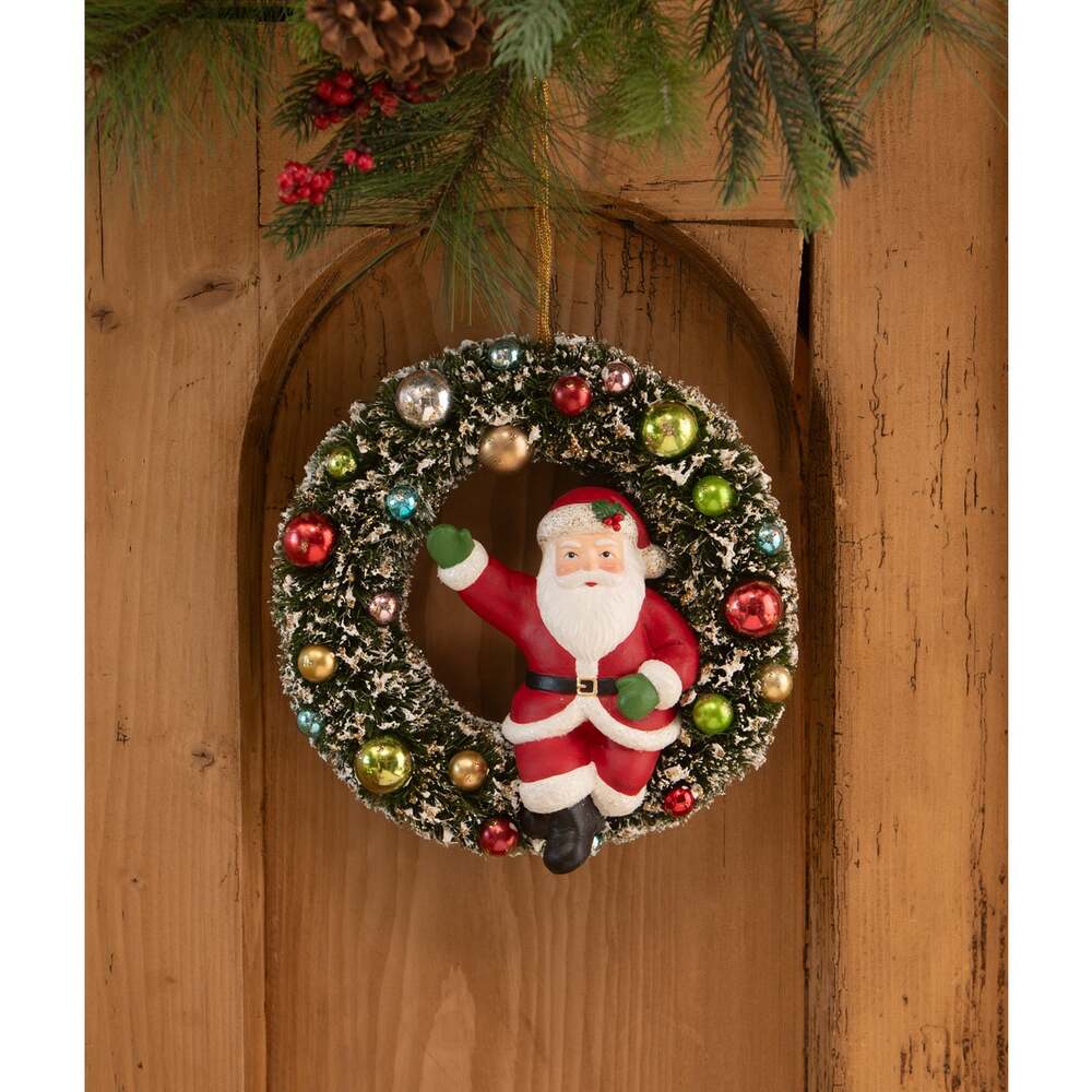 Kitschmas Santa in Wreath | Bethany Lowe | Christmas Decor