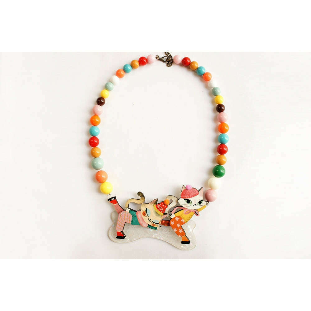 Kittens Kicking on Ice Necklace by Laliblue