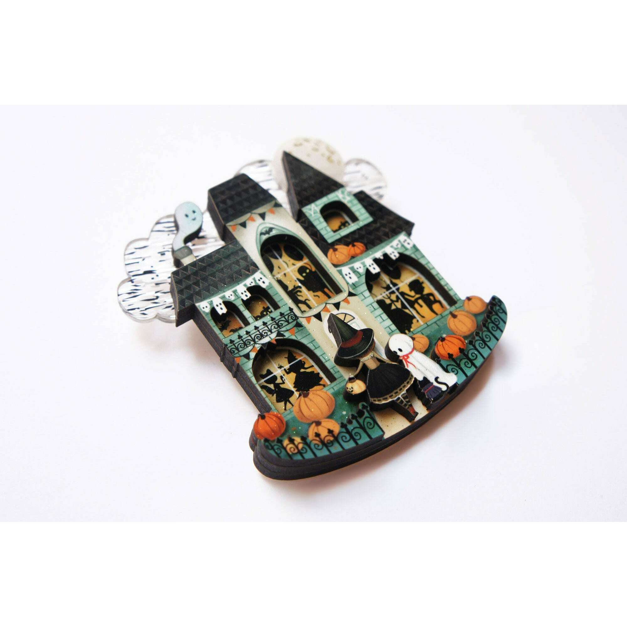 Halloween Party House Brooch by Laliblue
