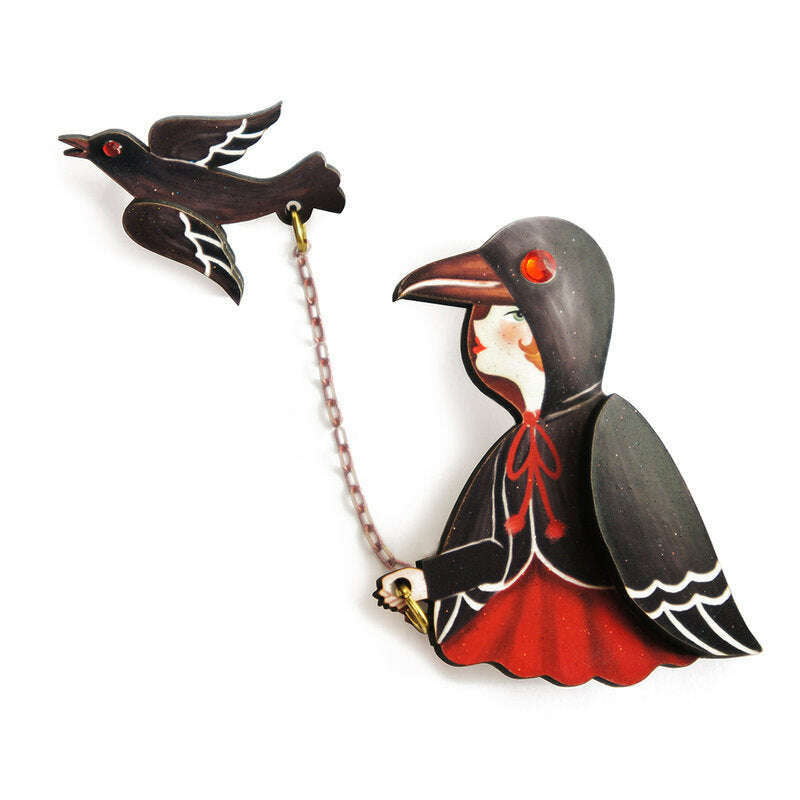 Raven Girl Brooch by Laliblue