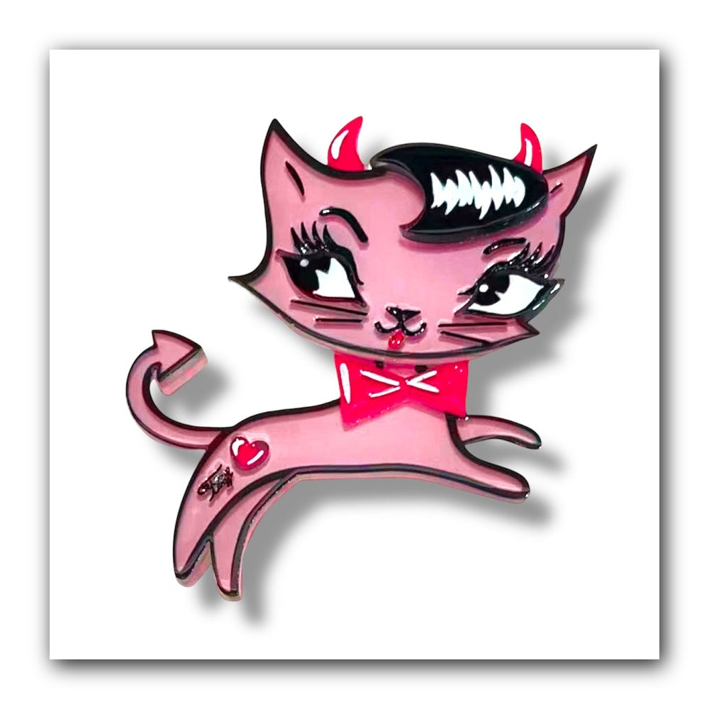 Bad Kitty Brooch by Miss Fluff x Lipstick & Chrome — Vintage Pin-Up Cat Pin