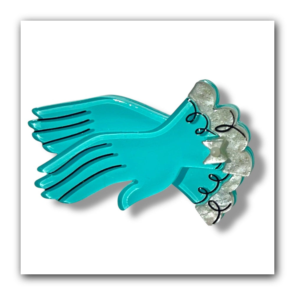 High Society Hands Mini Brooch by Asia Ellington x Lipstick & Chrome — Vintage Glam Acrylic Pin