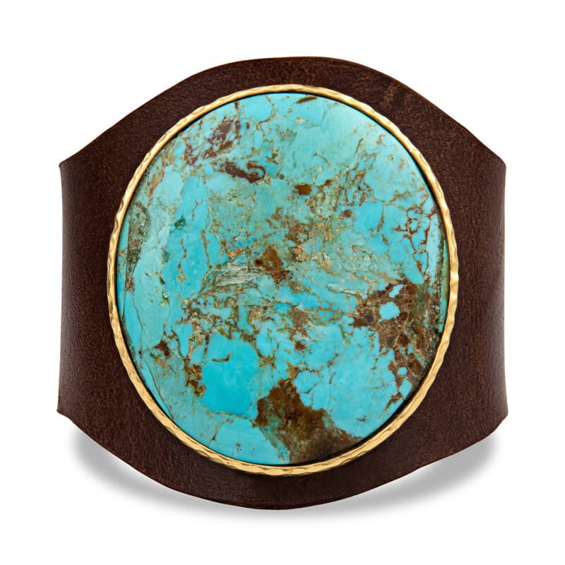 Leather Cuff - Turquoise by Christina Greene at Shirley Shoppe
