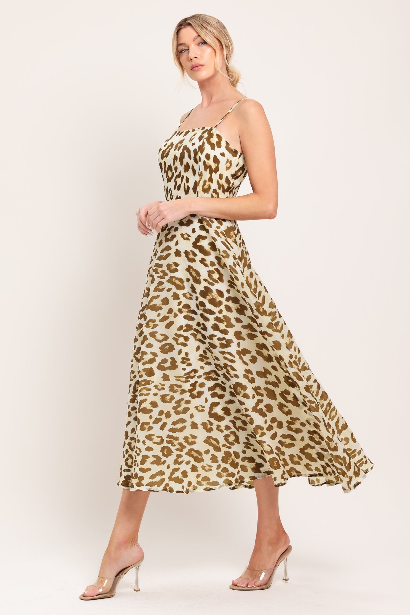 LEOPARD GRACE WOVEN MIDI DRESS by Flying Tomato at Shirley Shoppe