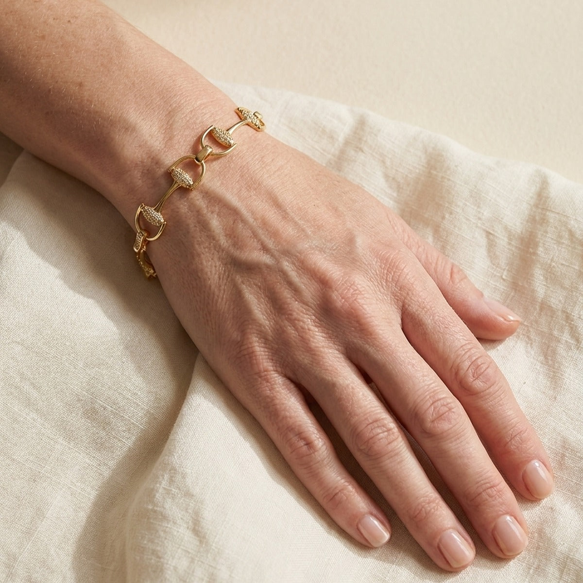 Equestrian Stirrup Bracelet — Pavé, Bar Link