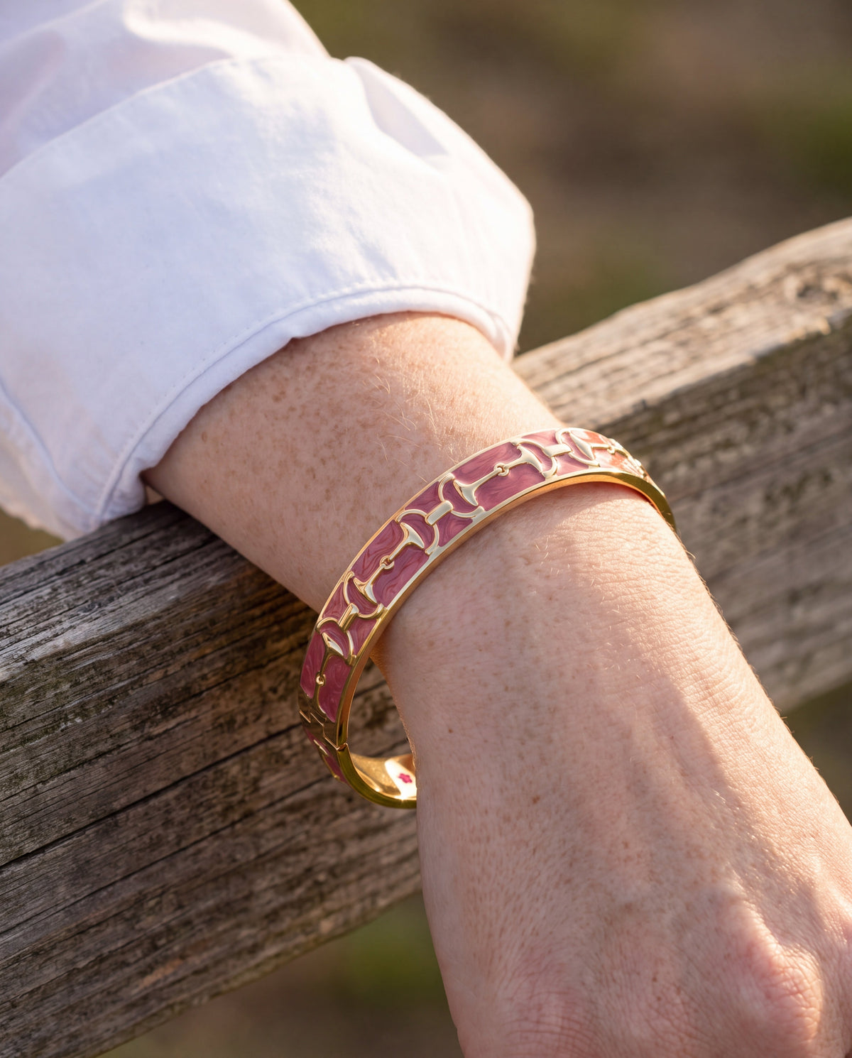 Equestrian Stirrup Bangle — Raspberry