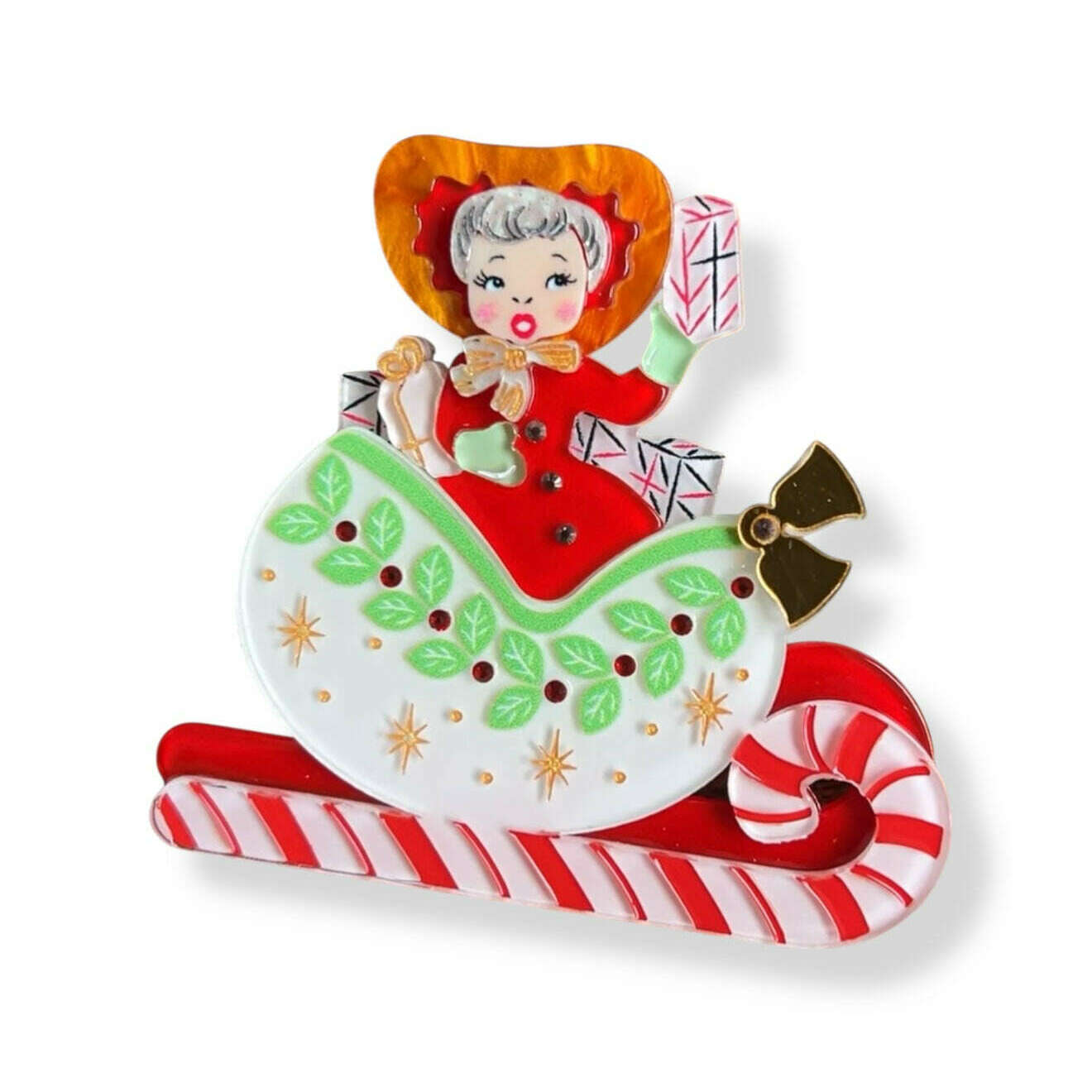 Sleigh All Day Brooch by 50's Vintage Dame x Lipstick & Chrome
