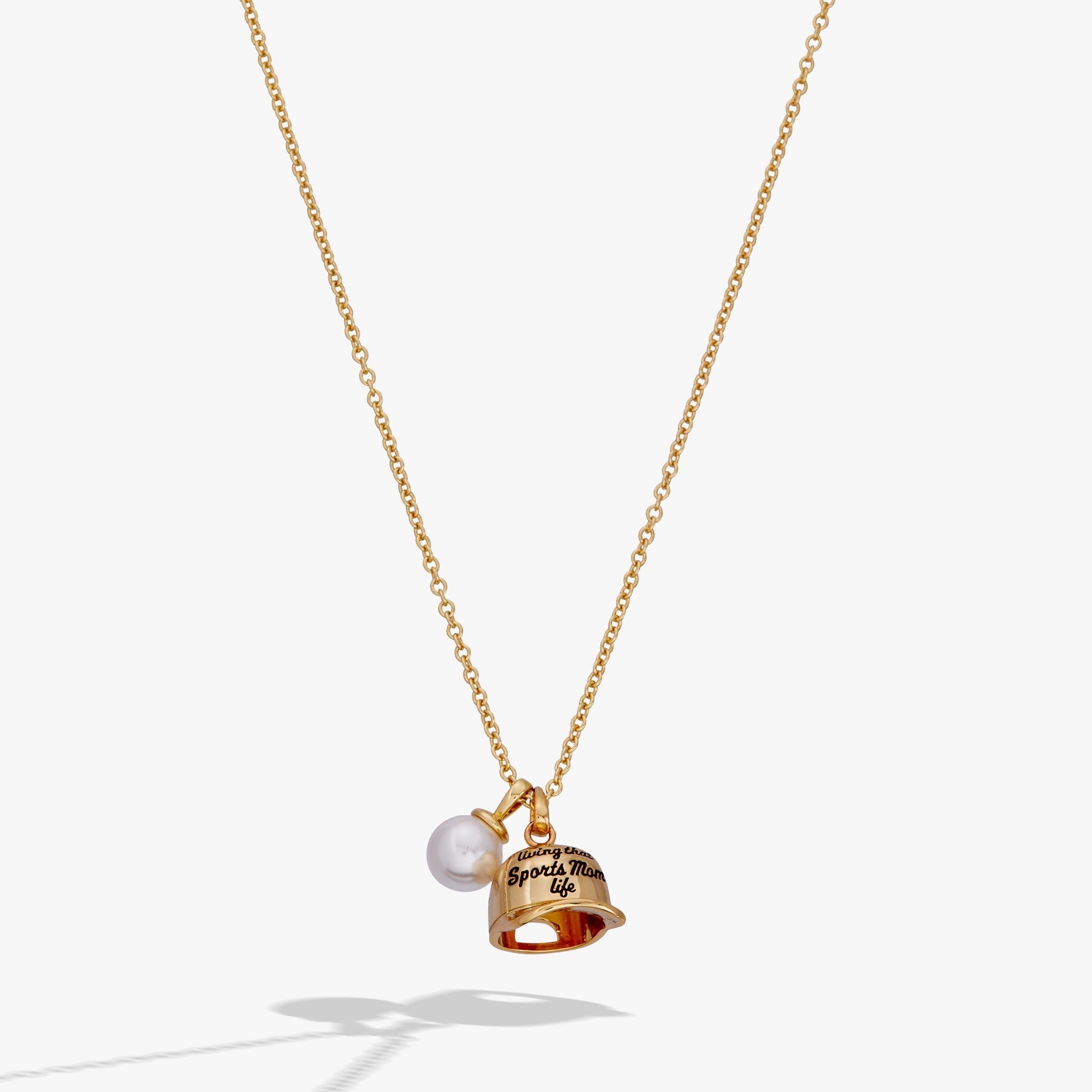 'Living That Sports Mom Life' Baseball Charm Necklace