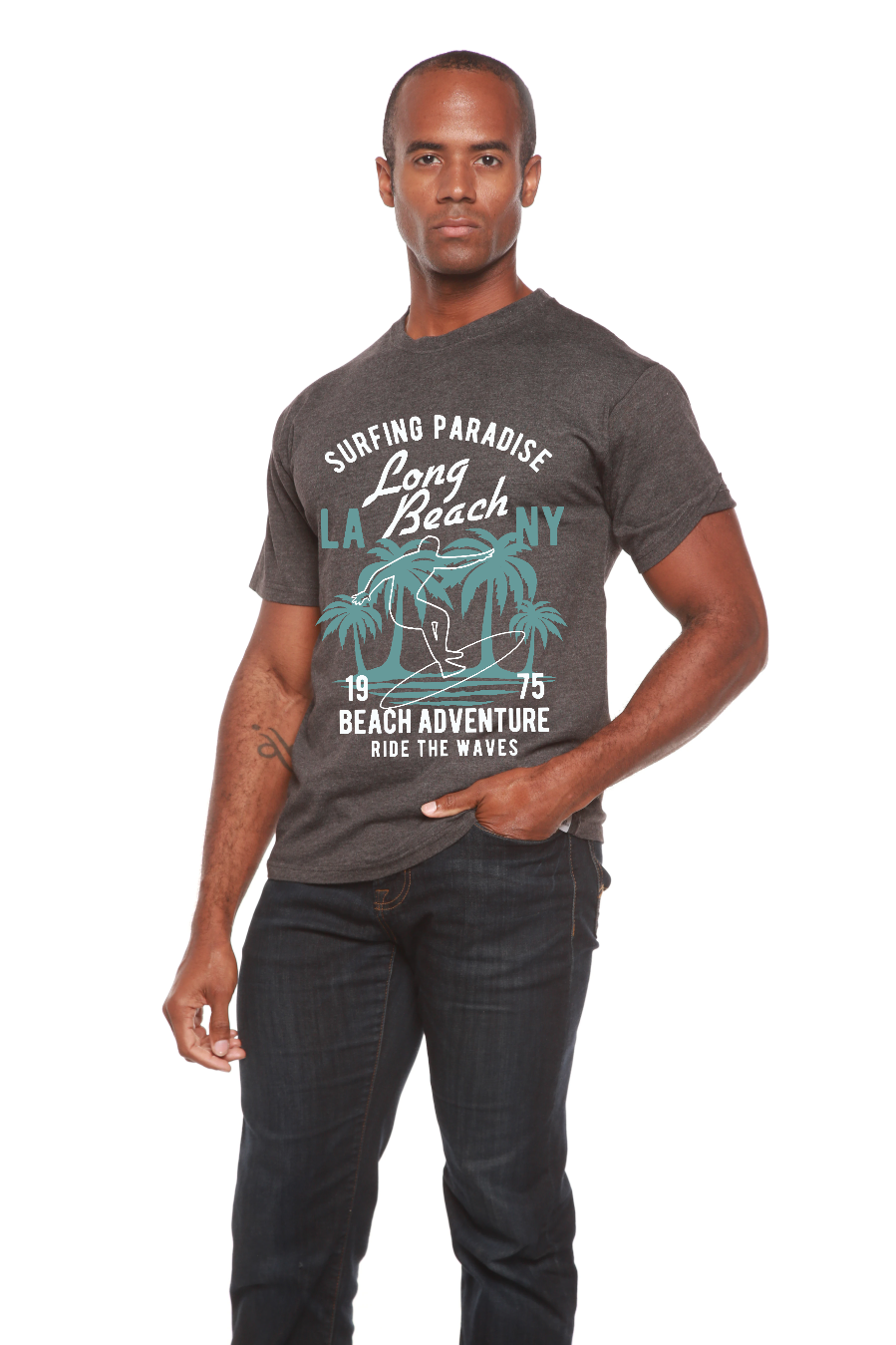 Long Beach Men's Bamboo Viscose/Organic Cotton Short Sleeve Graphic T-Shirt