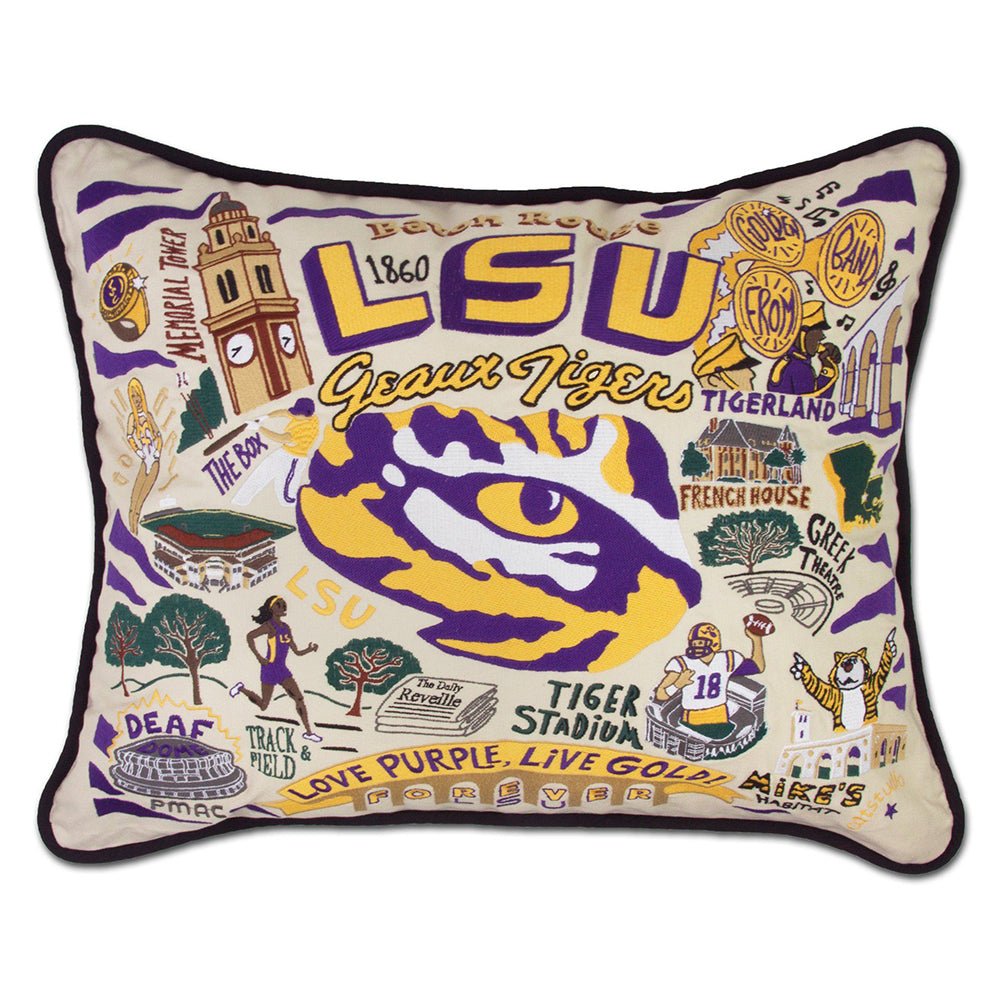 Louisiana State University LSU Collegiate Hand - Embroidered Pillow by Quirks! at Shirley Shoppe