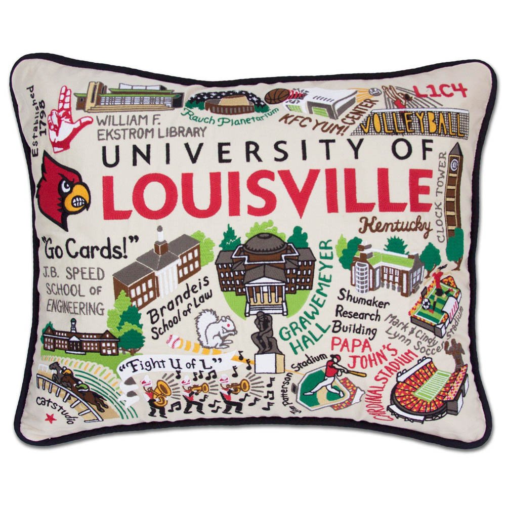 Louisville, University of Collegiate Embroidered Pillow by CatStudio by Quirks! at Shirley Shoppe