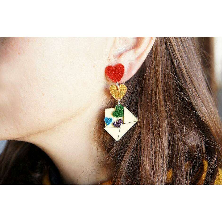 Love Letters Earrings by Laliblue - Rainbow