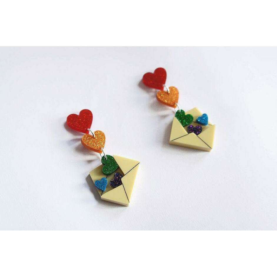 Love Letters Earrings by Laliblue - Rainbow