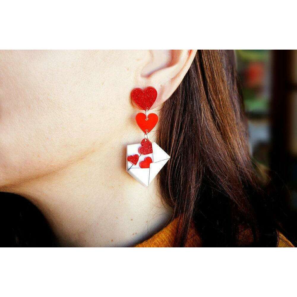 Love Letters Earrings by Laliblue - Red