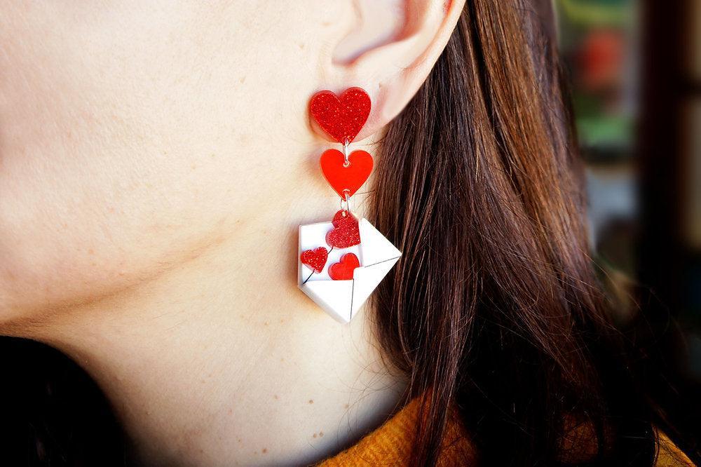 Love Letters Earrings by Laliblue - Red by Quirks! at Shirley Shoppe