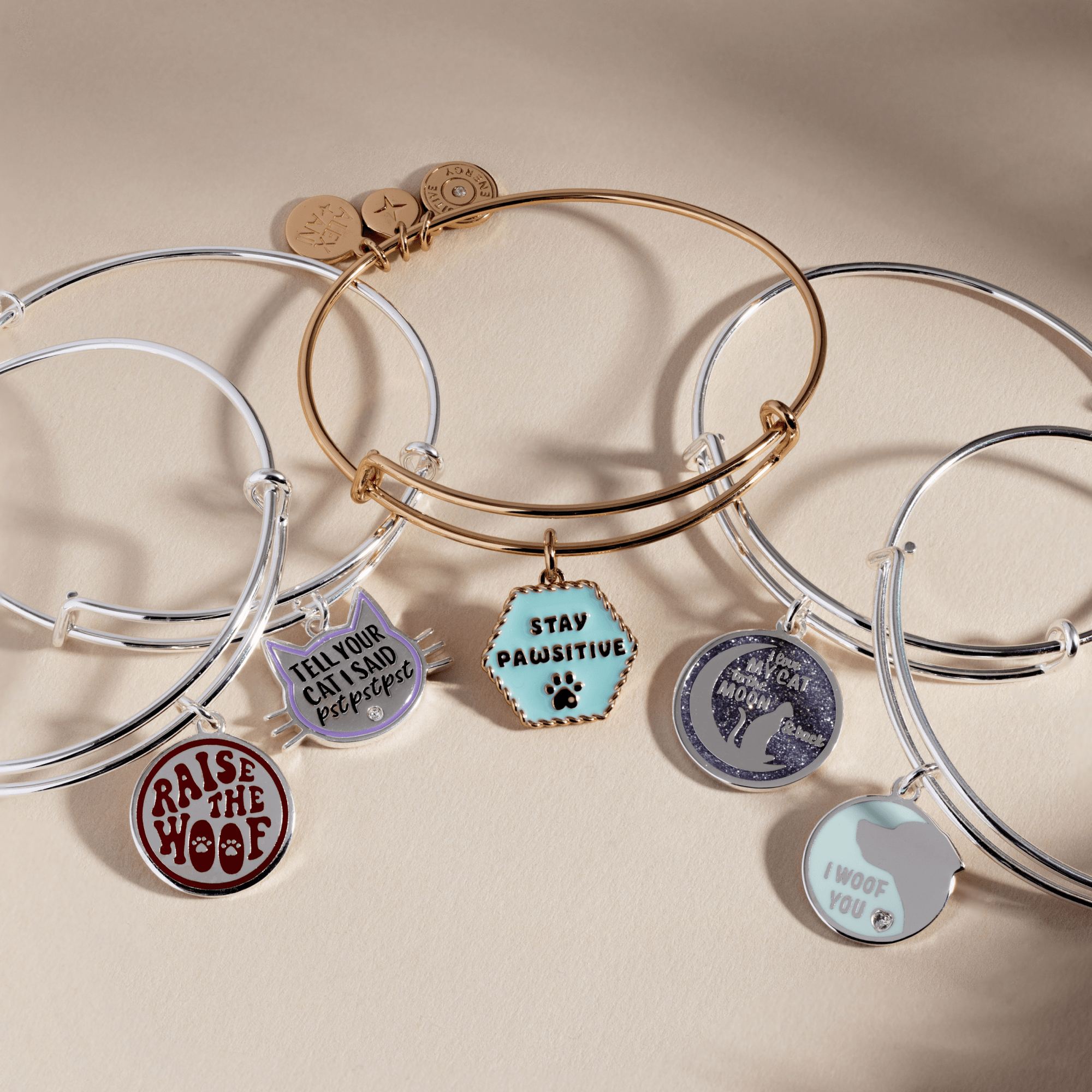 'Love My Cat to the Moon and Back' Bangle by ALEX AND ANI at Shirley Shoppe