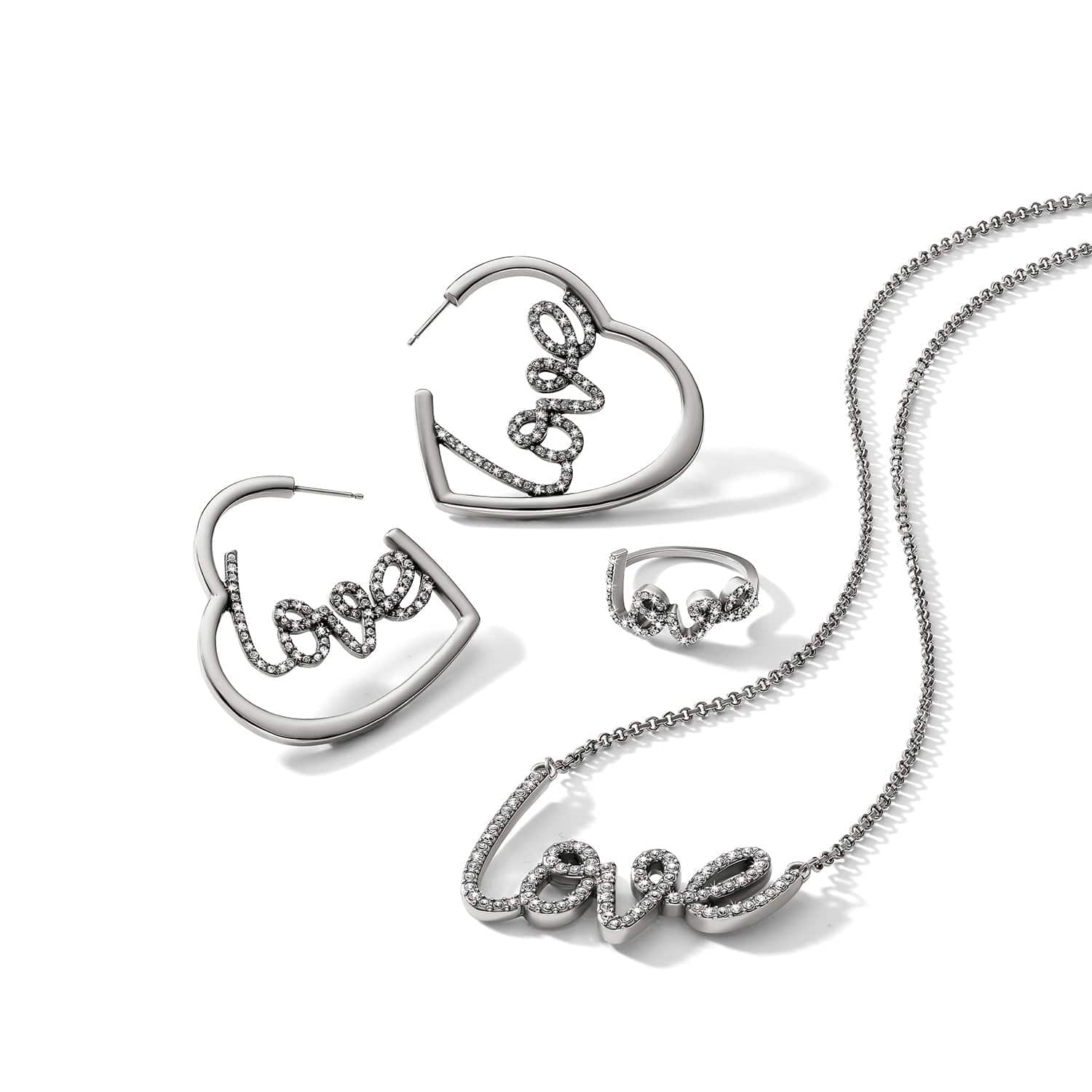 Love Script Sparkle Hoop Earrings