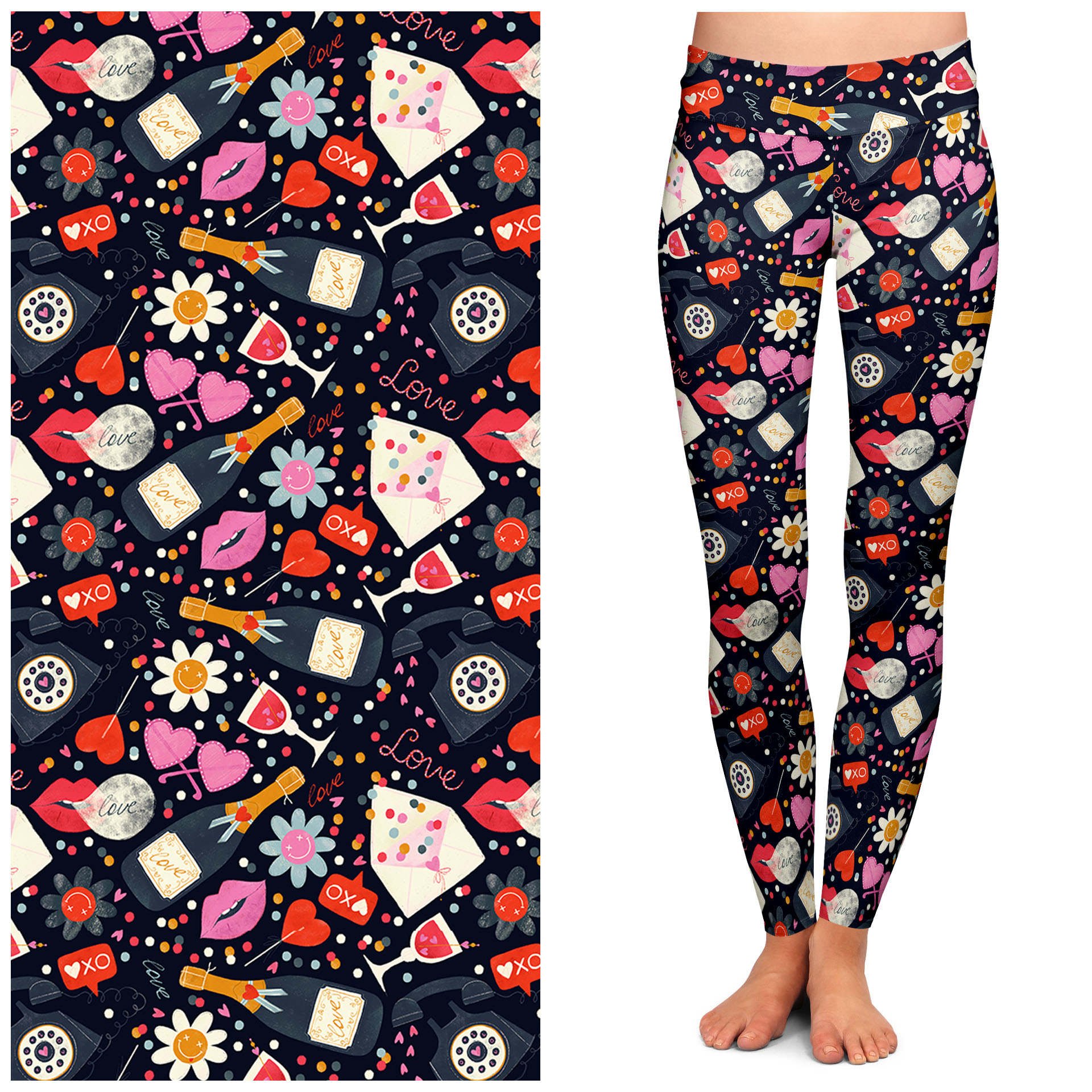 "Love Struck" Buttery Soft Leggings by Lipstick & Chrome by Quirks! at Shirley Shoppe
