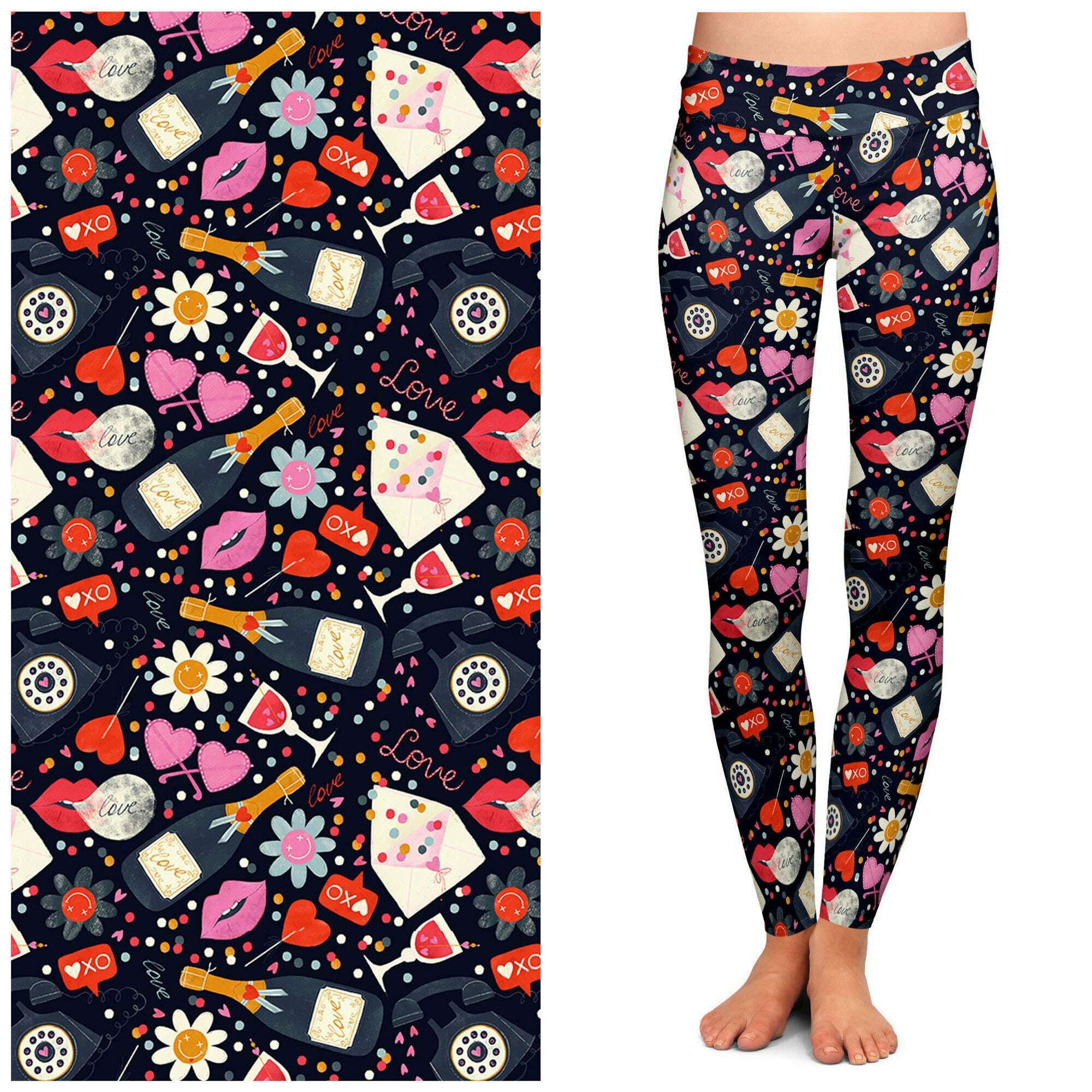 "Love Struck" Buttery Soft Leggings by Lipstick & Chrome TC