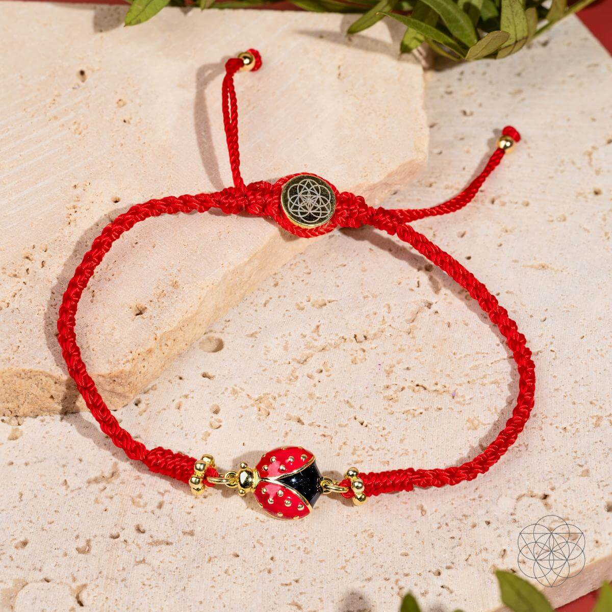 Lucky Ladybug - Four-Strand Red String Bracelet by Conscious Items at Shirley Shoppe
