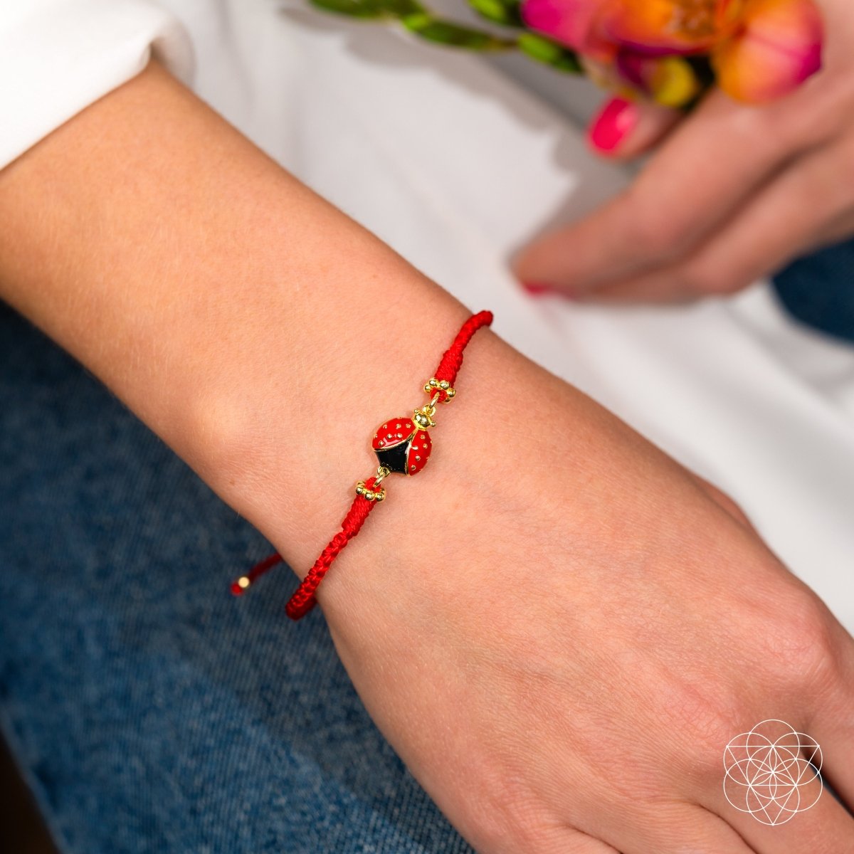 Lucky Ladybug - Four-Strand Red String Bracelet by Conscious Items at Shirley Shoppe