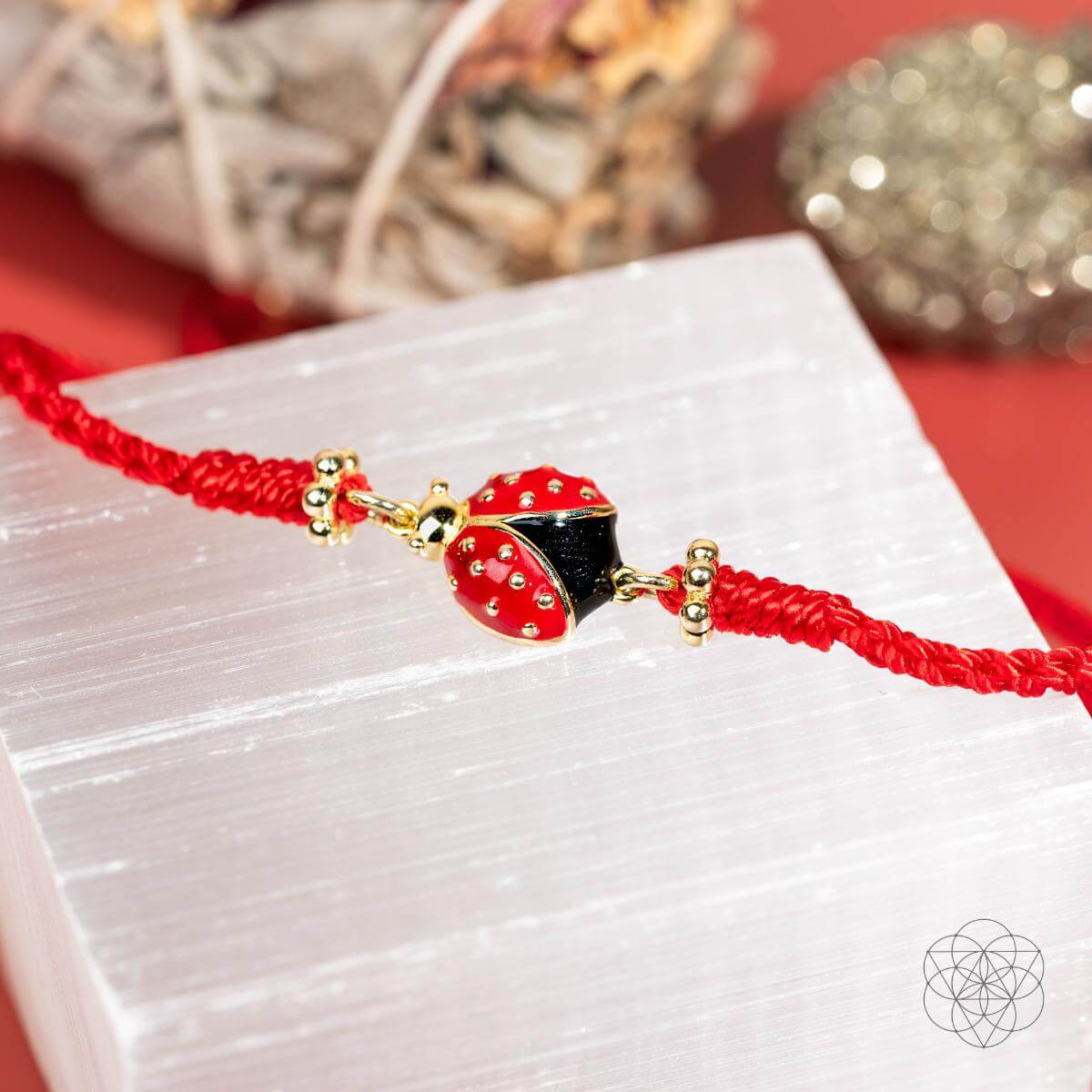 Lucky Ladybug - Four-Strand Red String Bracelet by Conscious Items at Shirley Shoppe