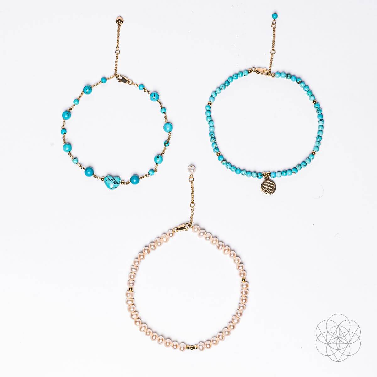Luminous Glow - The Turquoise and Pearl Anklets of Love by Conscious Items at Shirley Shoppe